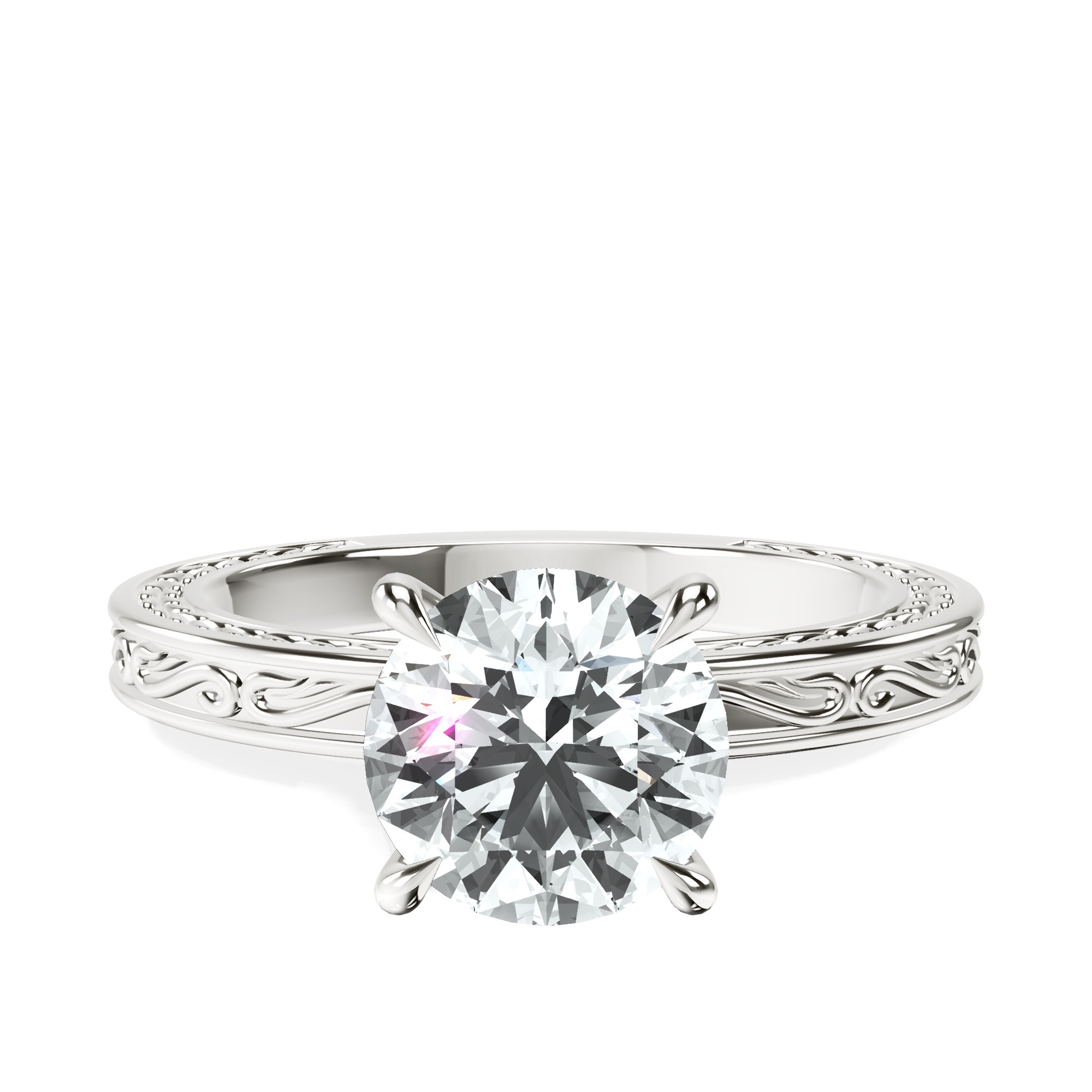 Ivory Vintage Solitaire Lab Diamond Ring front view