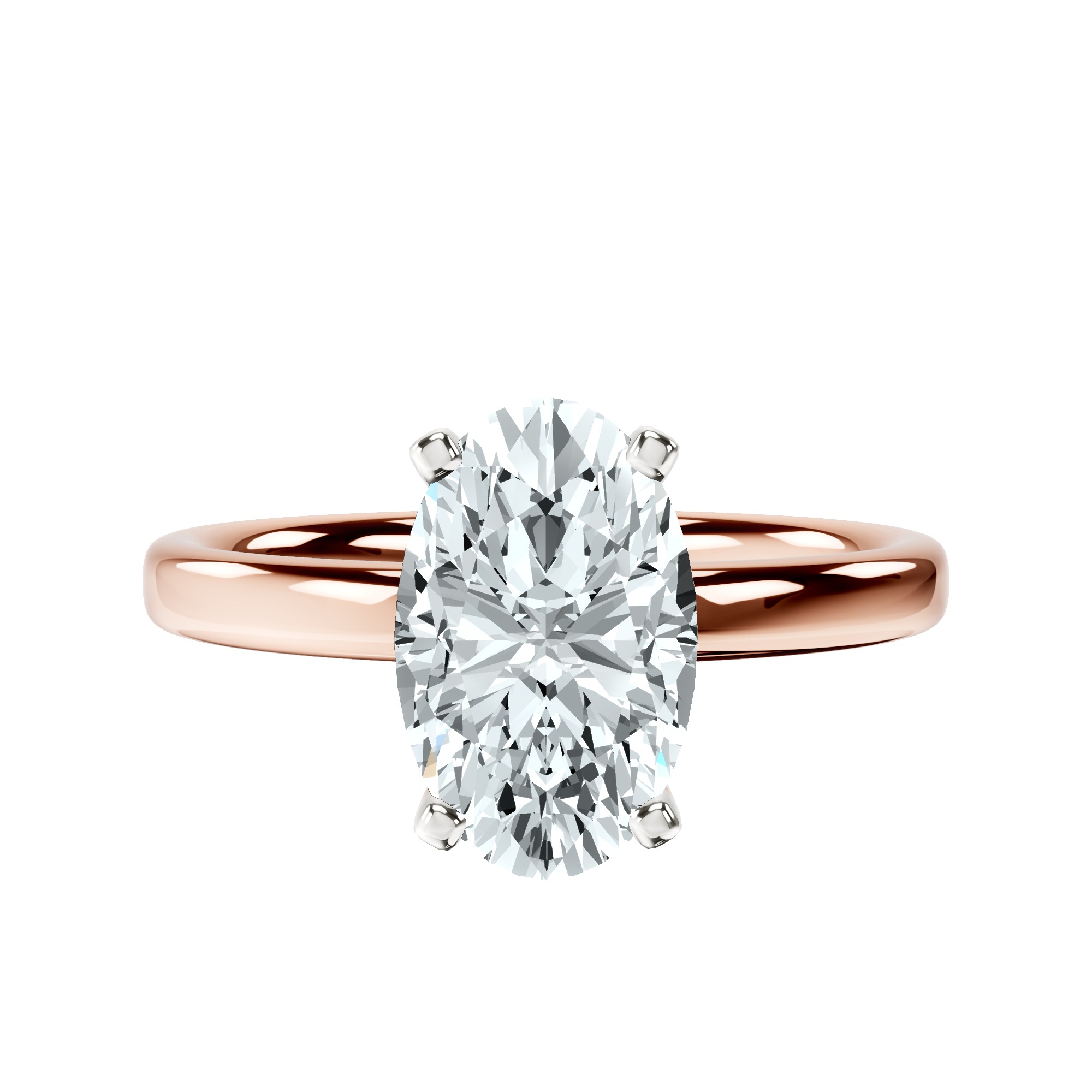 Four Prong Solitaire 2mm Lab Diamond Ring front view