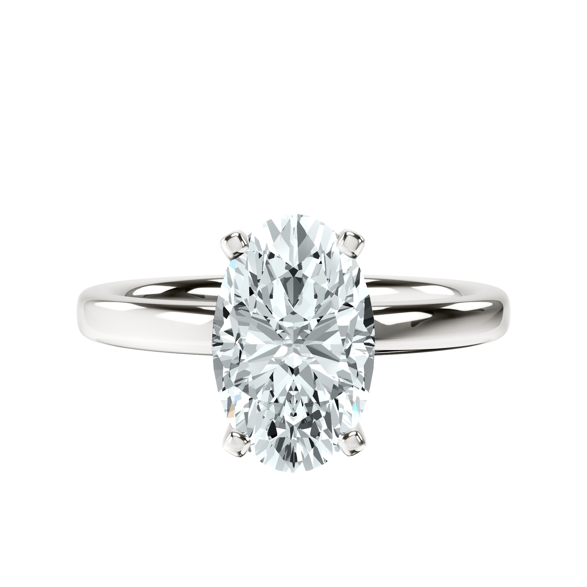 Four Prong Solitaire 2mm Lab Diamond Ring front view