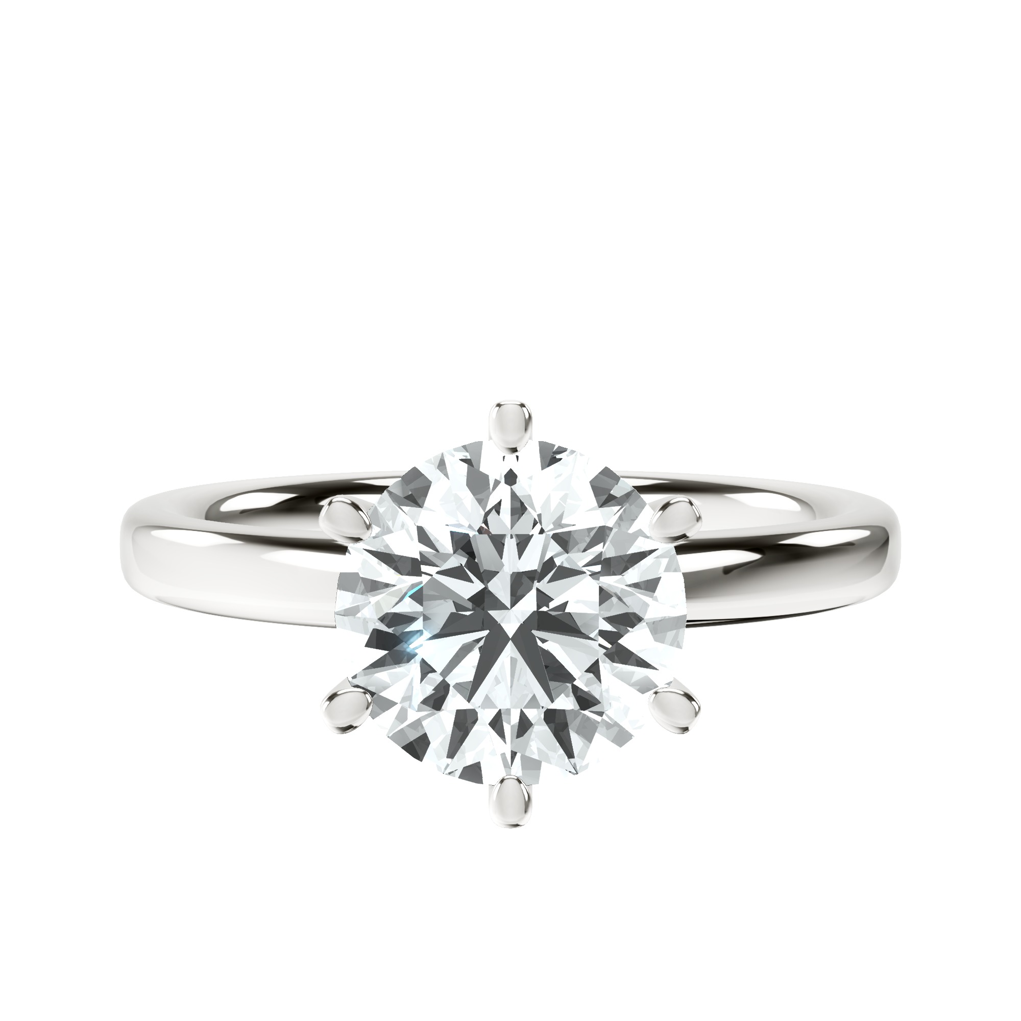 Six Prong Solitaire 2mm Lab Diamond Ring front view