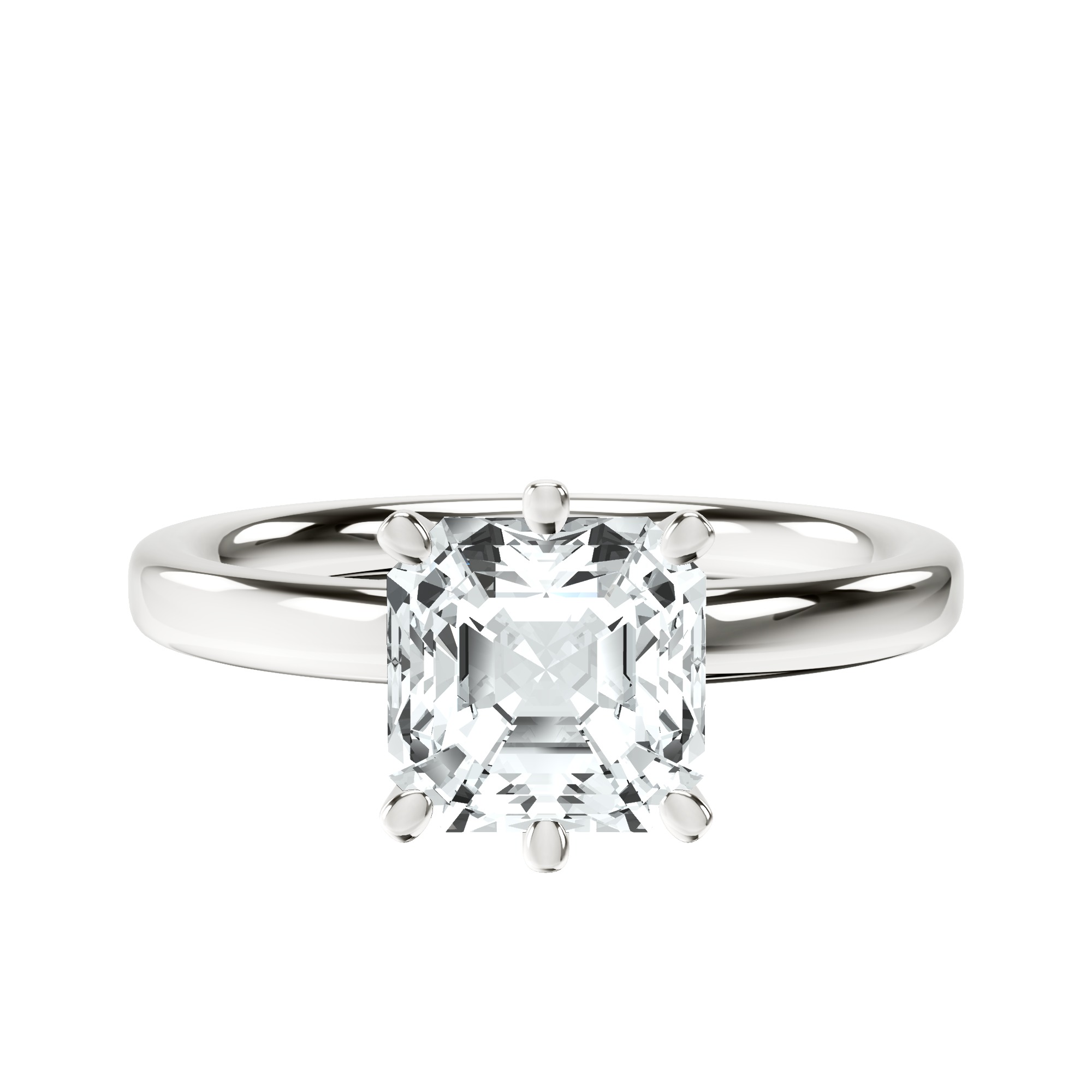 Six Prong Solitaire 2mm Lab Diamond Ring front view