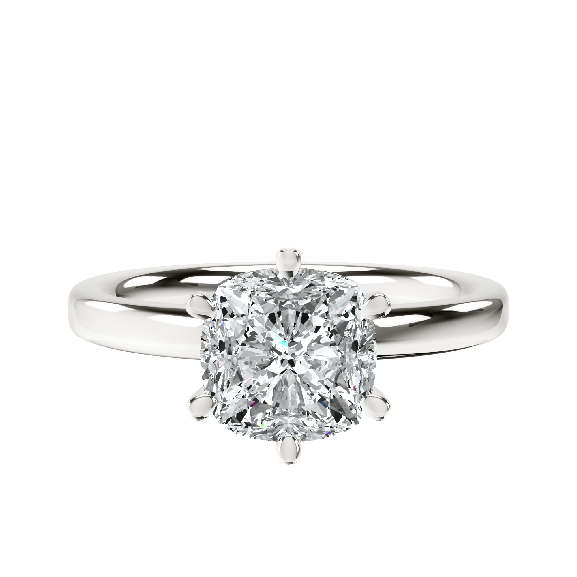 Six Prong Solitaire 2mm Lab Diamond Ring front view