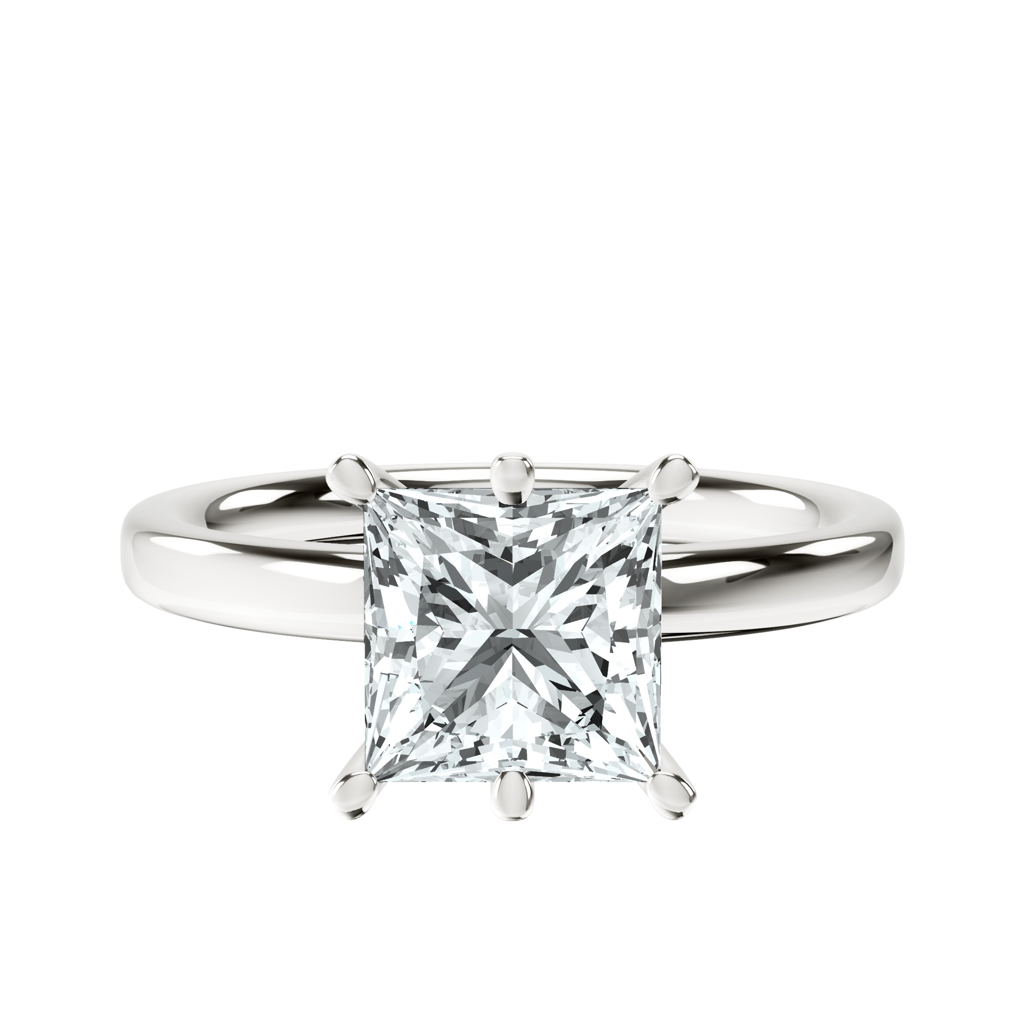 Six Prong Solitaire 2mm Lab Diamond Ring front view