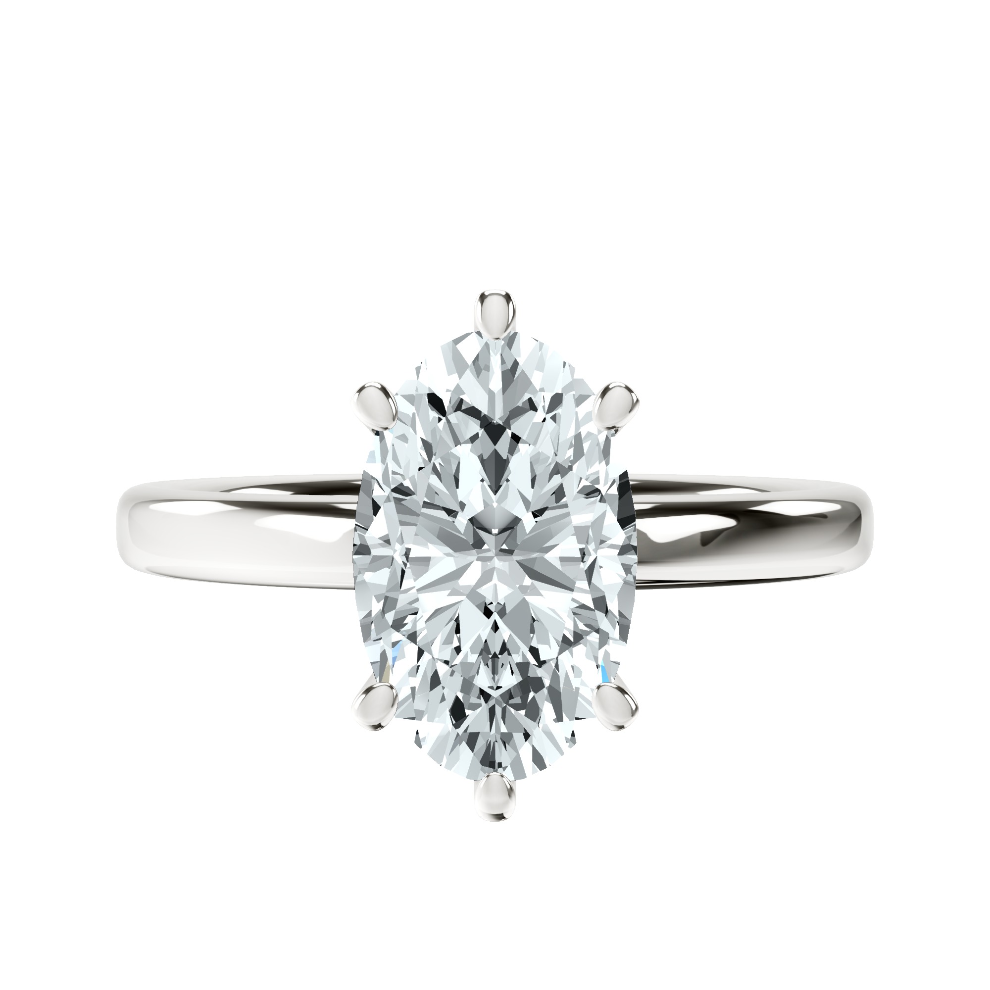Six Prong Solitaire 2mm Lab Diamond Ring front view