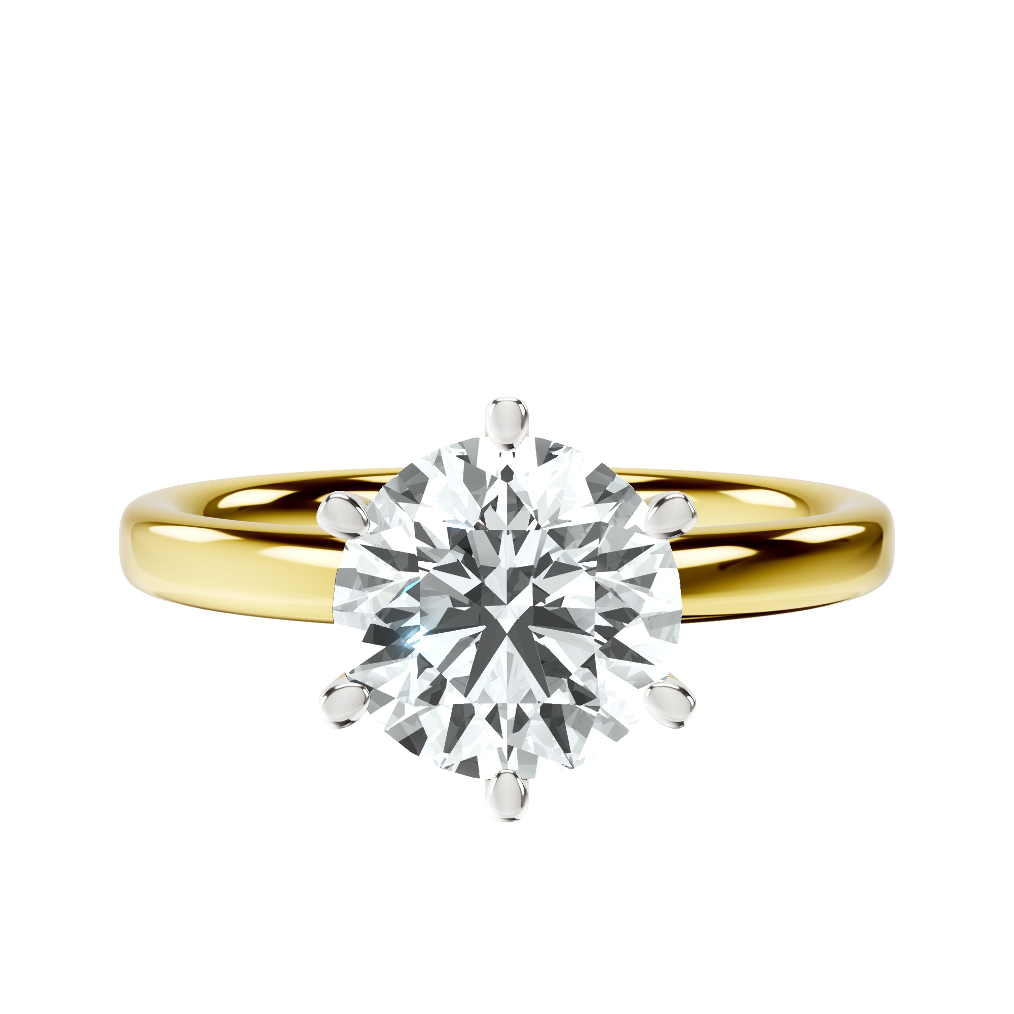 Six Prong Solitaire 2mm Lab Diamond Ring front view