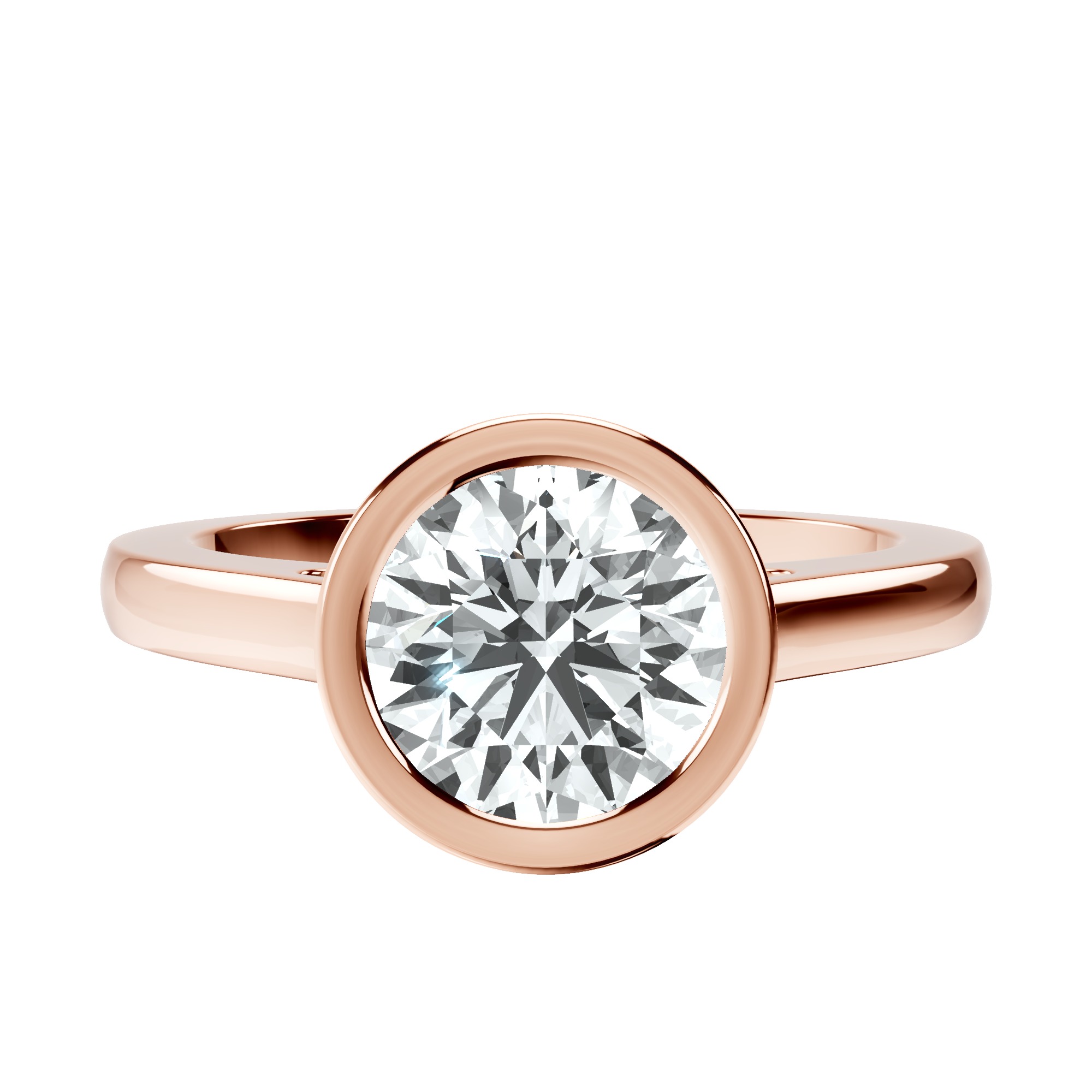 Bezel Set Solitaire Lab Diamond Ring front view
