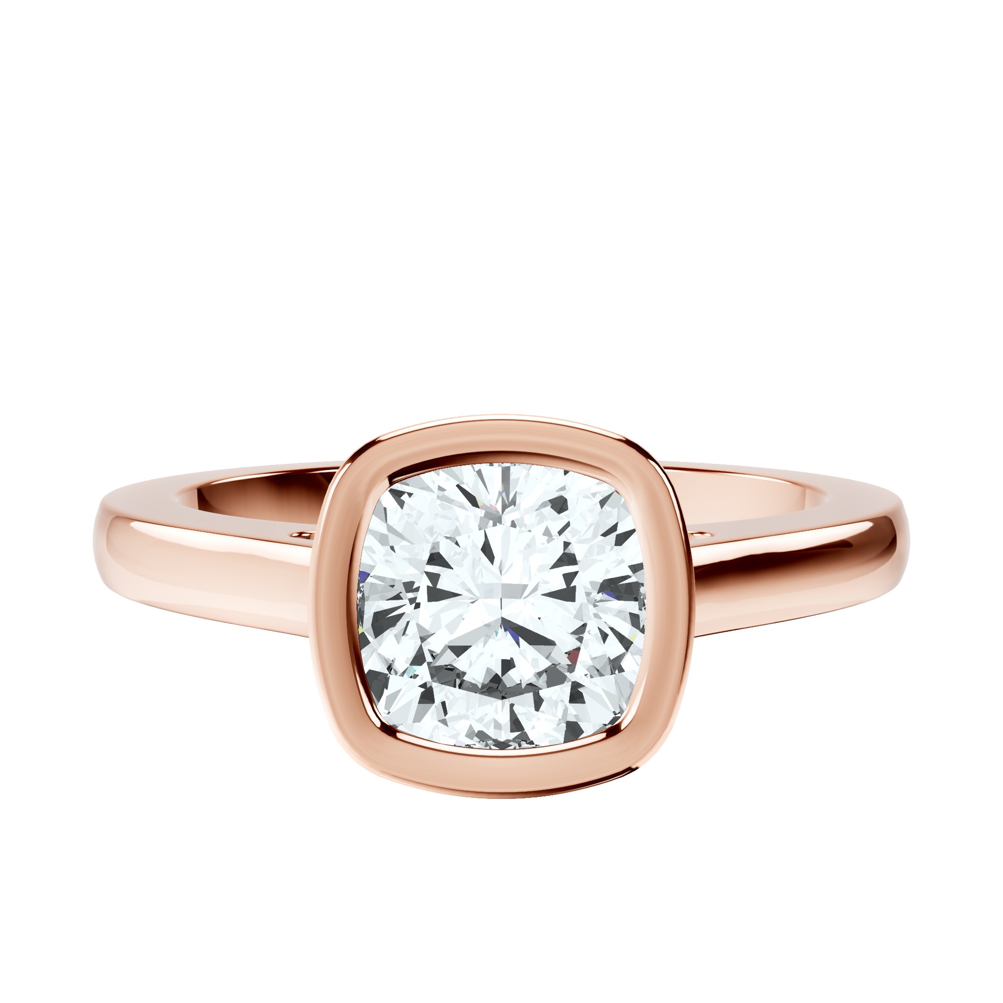 Bezel Set Solitaire Lab Diamond Ring front view