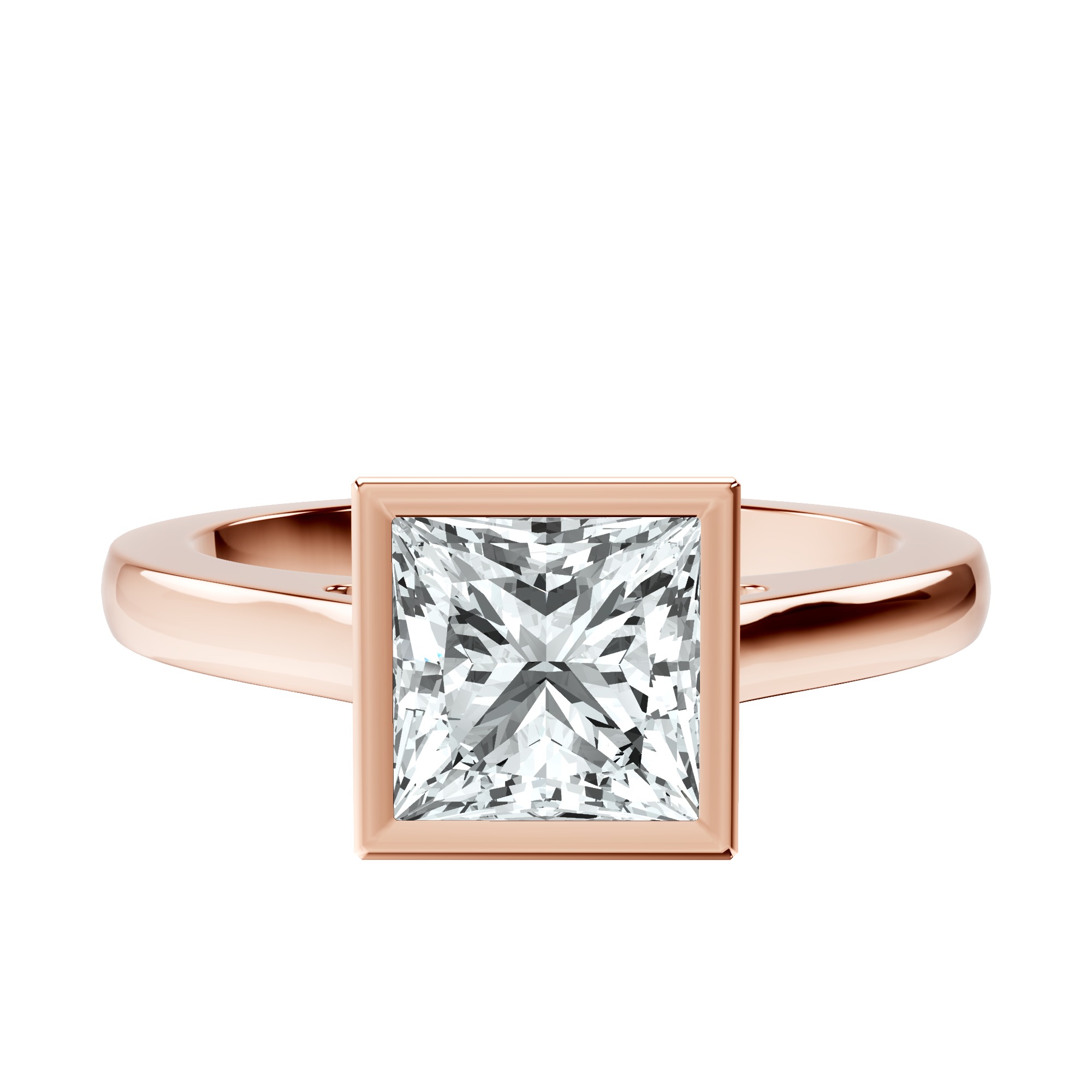 Bezel Set Solitaire Lab Diamond Ring front view