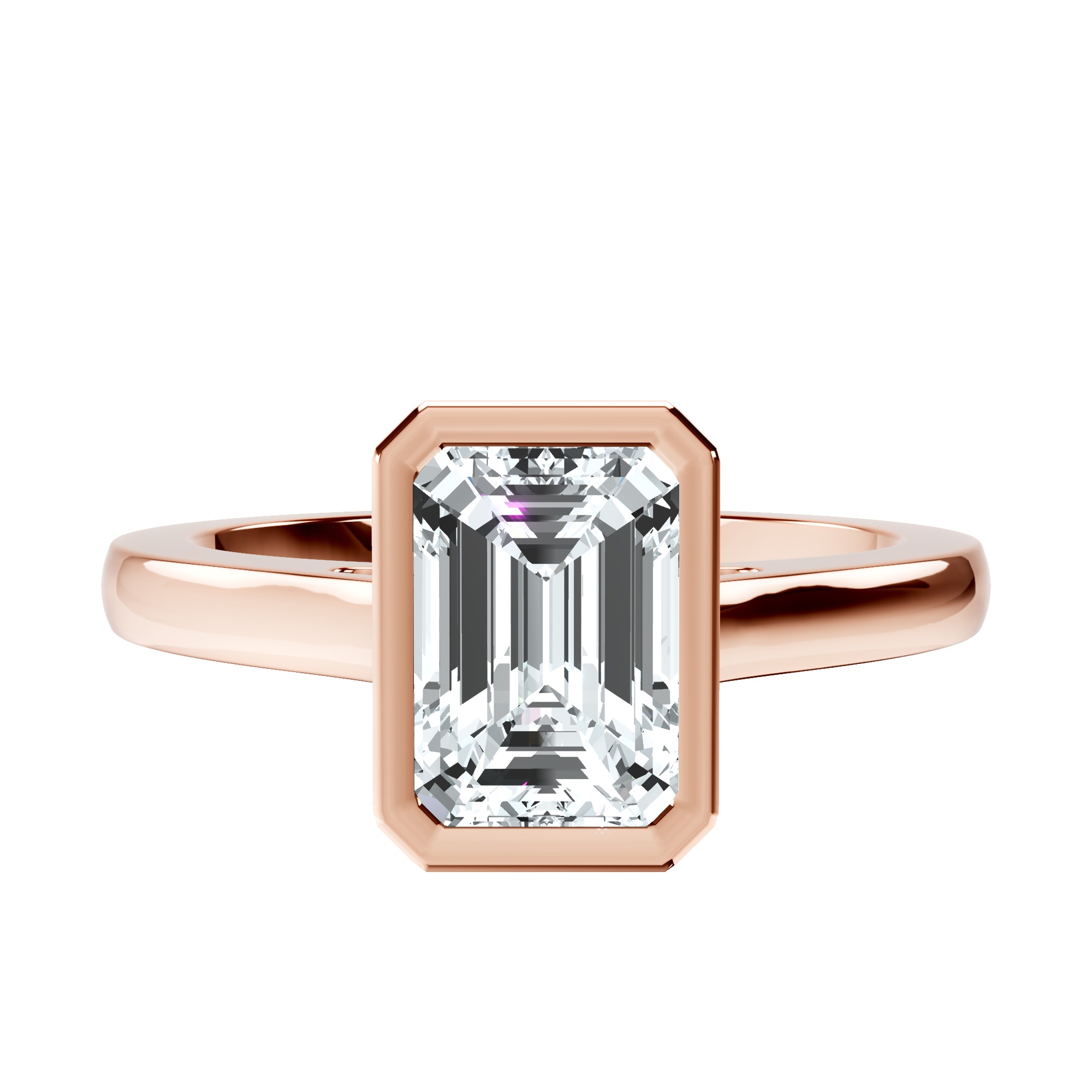 Bezel Set Solitaire Lab Diamond Ring front view