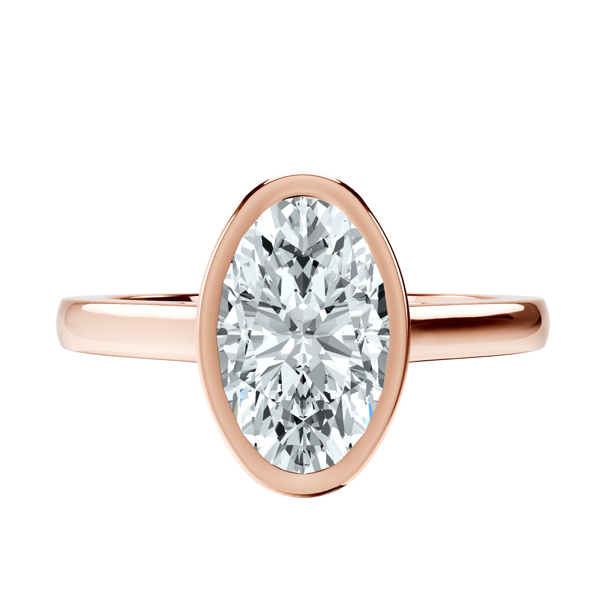 Bezel Set Solitaire Lab Diamond Ring front view