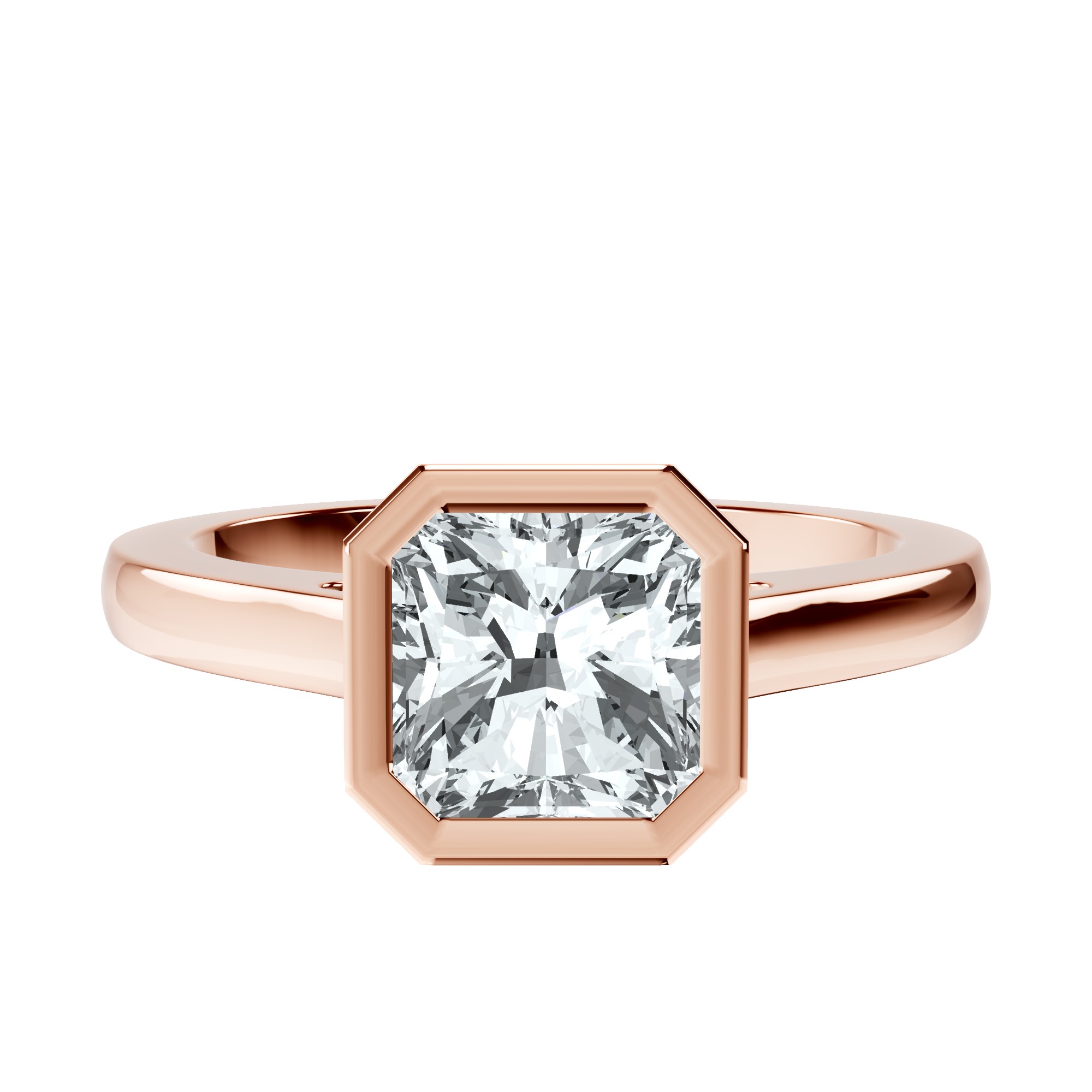 Bezel Set Solitaire Lab Diamond Ring front view