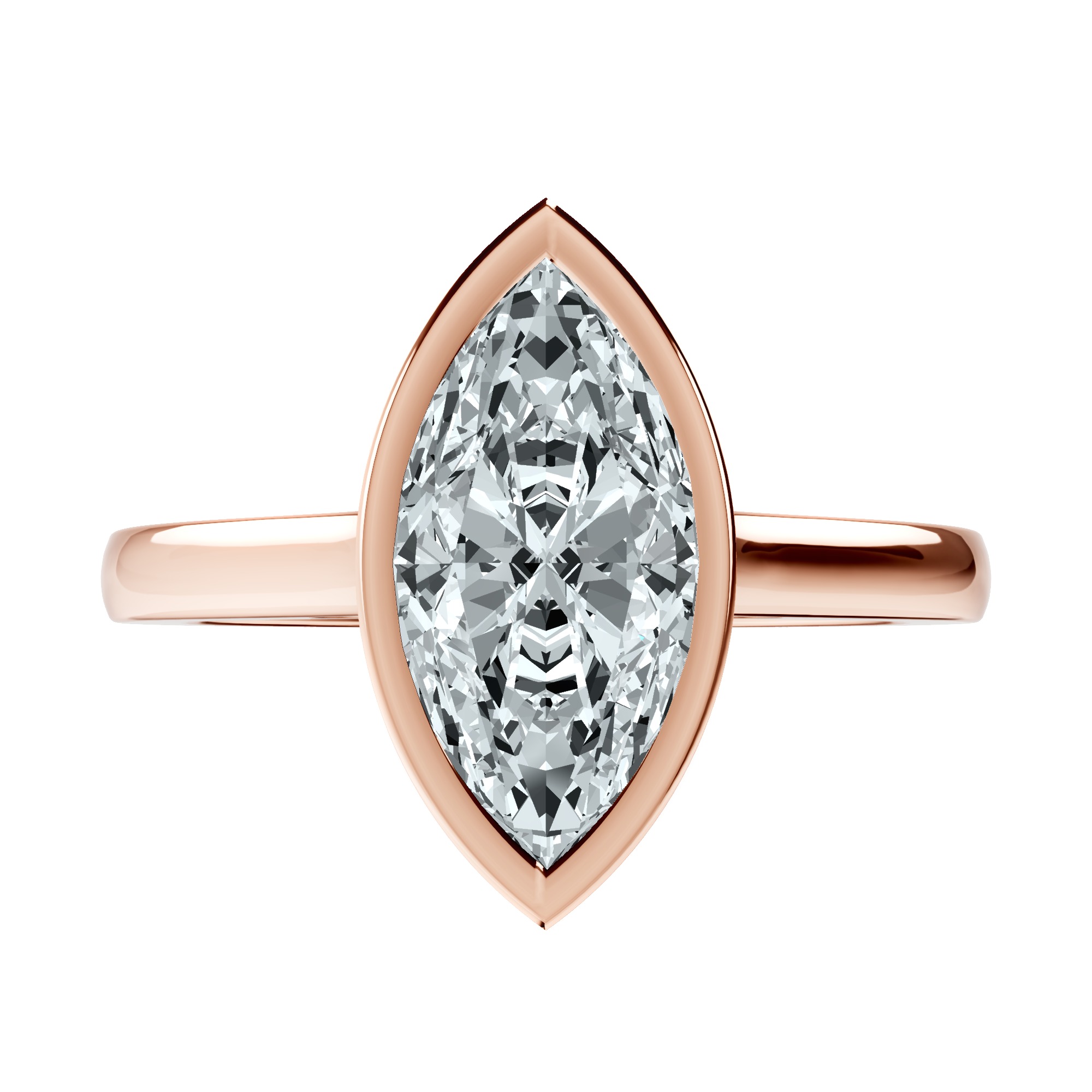 Bezel Set Solitaire Lab Diamond Ring front view