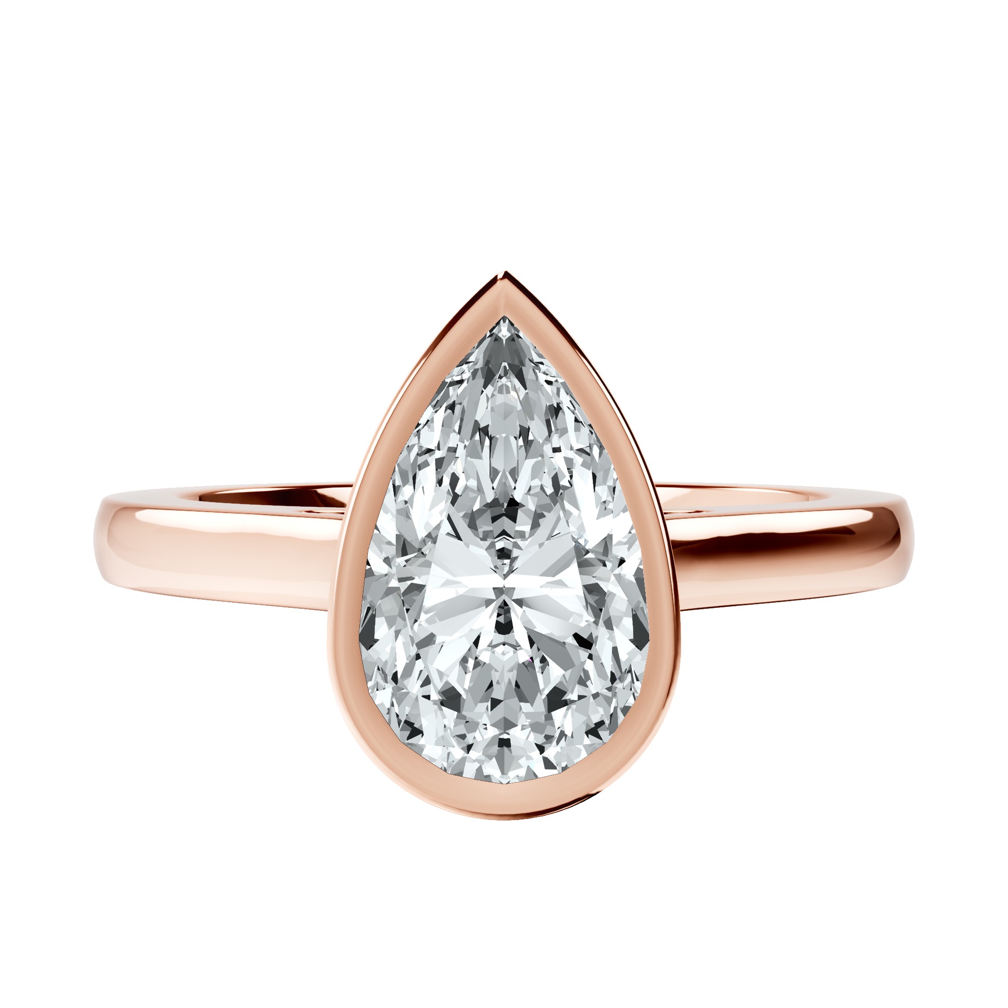 Bezel Set Solitaire Lab Diamond Ring front view