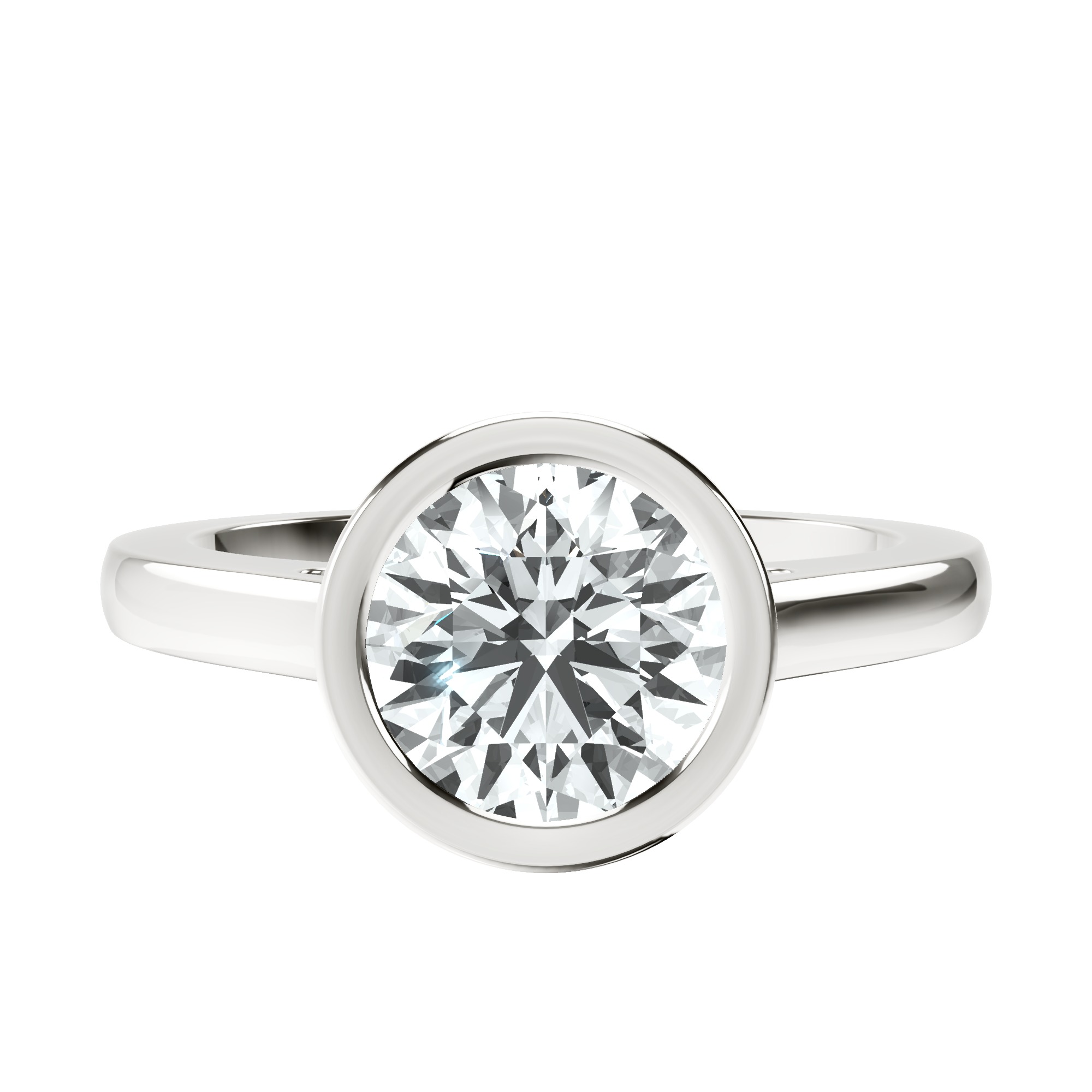 Bezel Set Solitaire Lab Diamond Ring front view