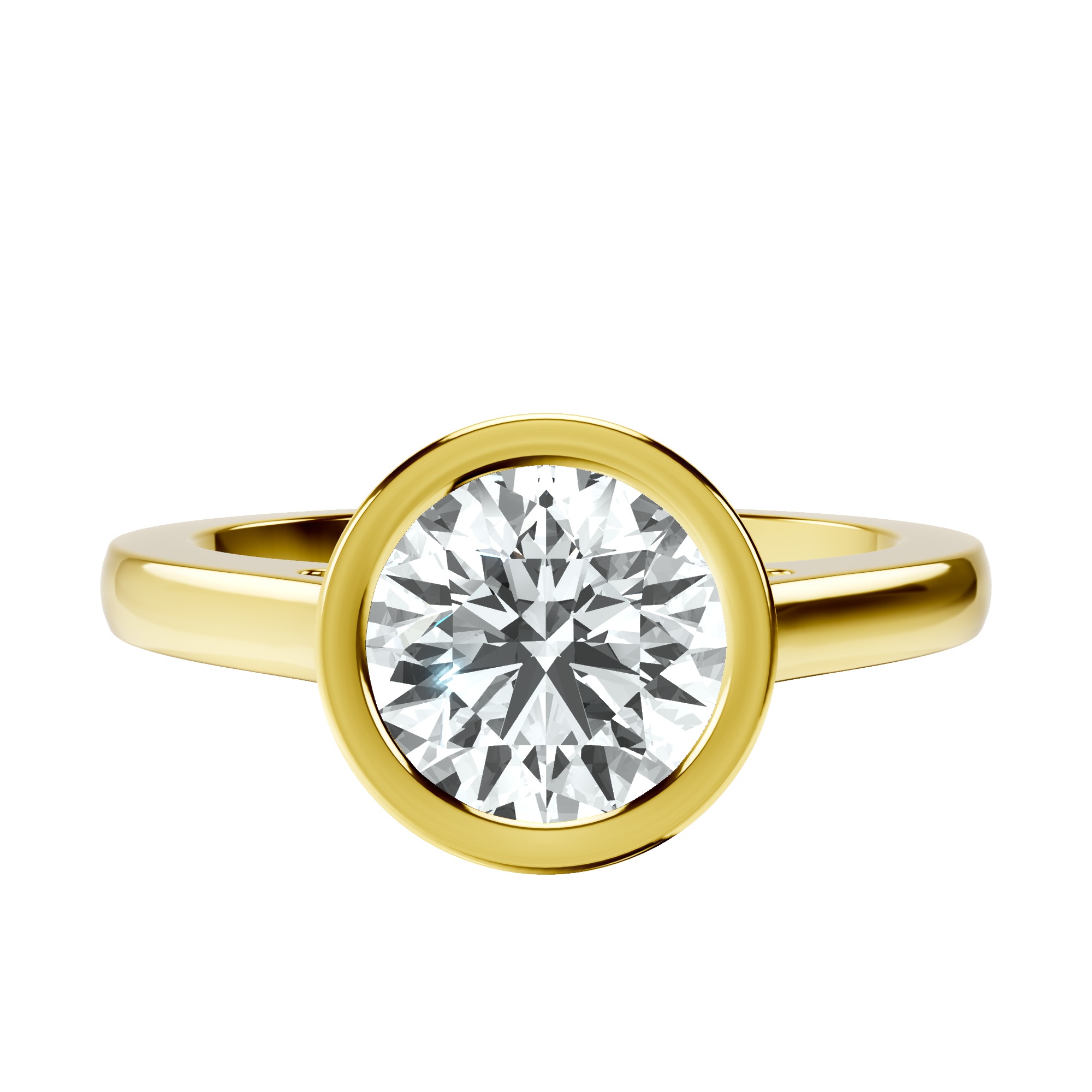 Bezel Set Solitaire Lab Diamond Ring front view