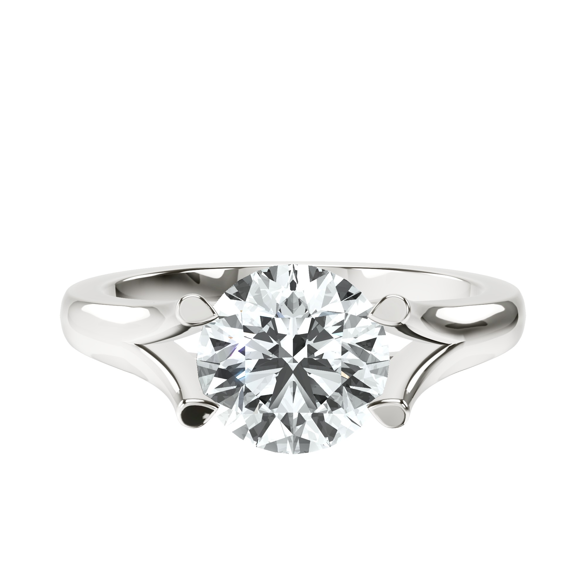 Cathedral Split Shank Solitaire Lab Diamond Ring front view