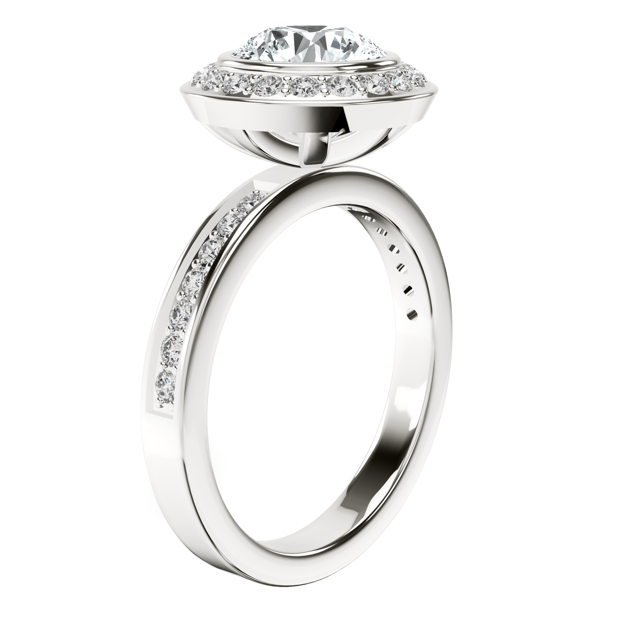 Bell Dome Bezel Halo Eternity Lab Diamond Ring top view