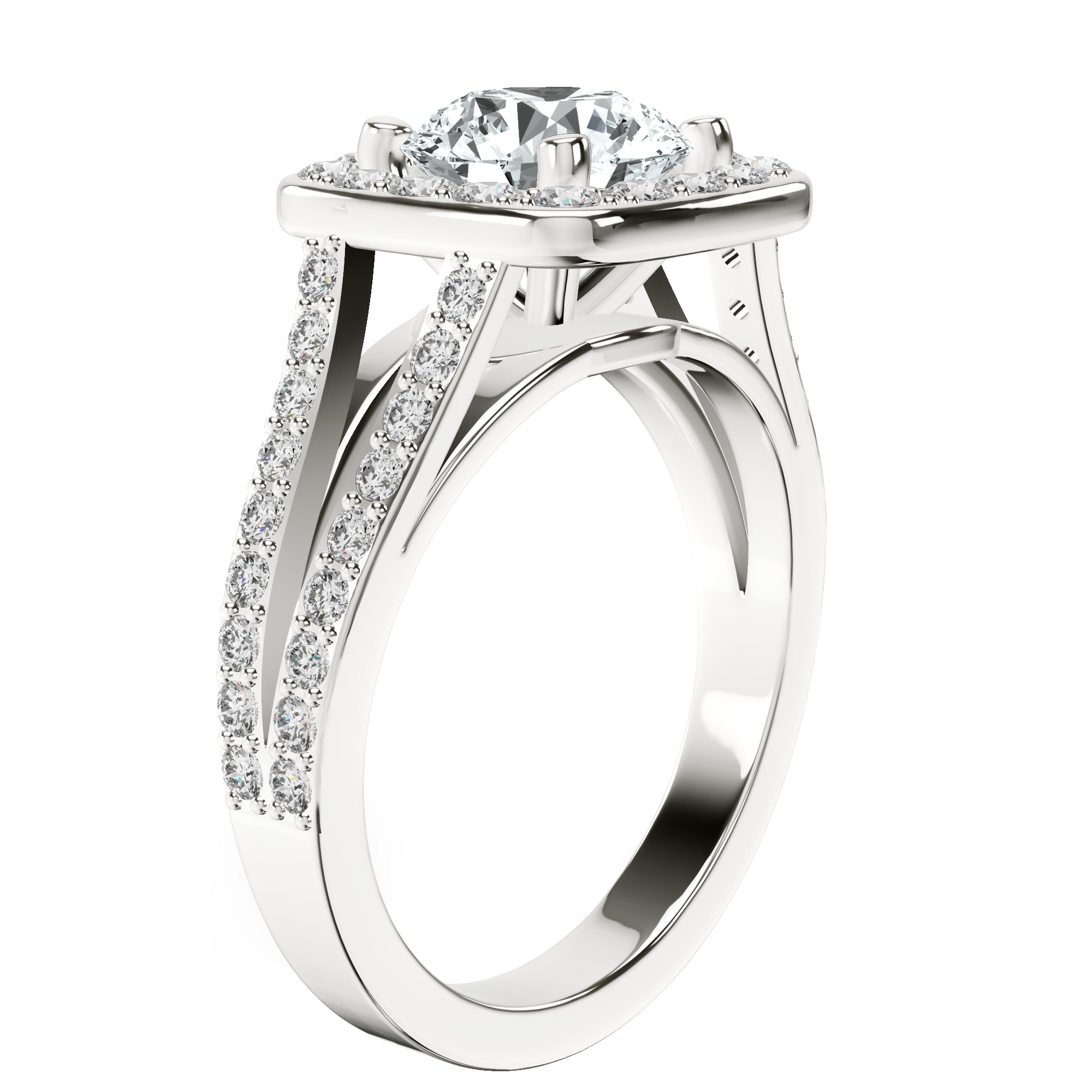 Rosalind Split Shank Halo Lab Diamond Ring top view