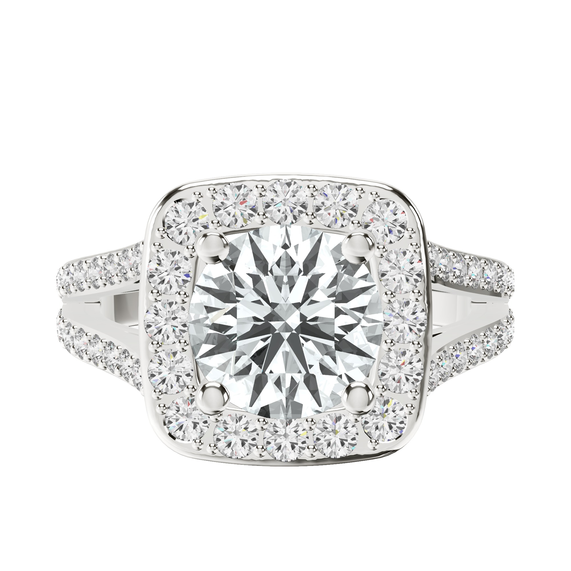 Rosalind Split Shank Halo Lab Diamond Ring front view