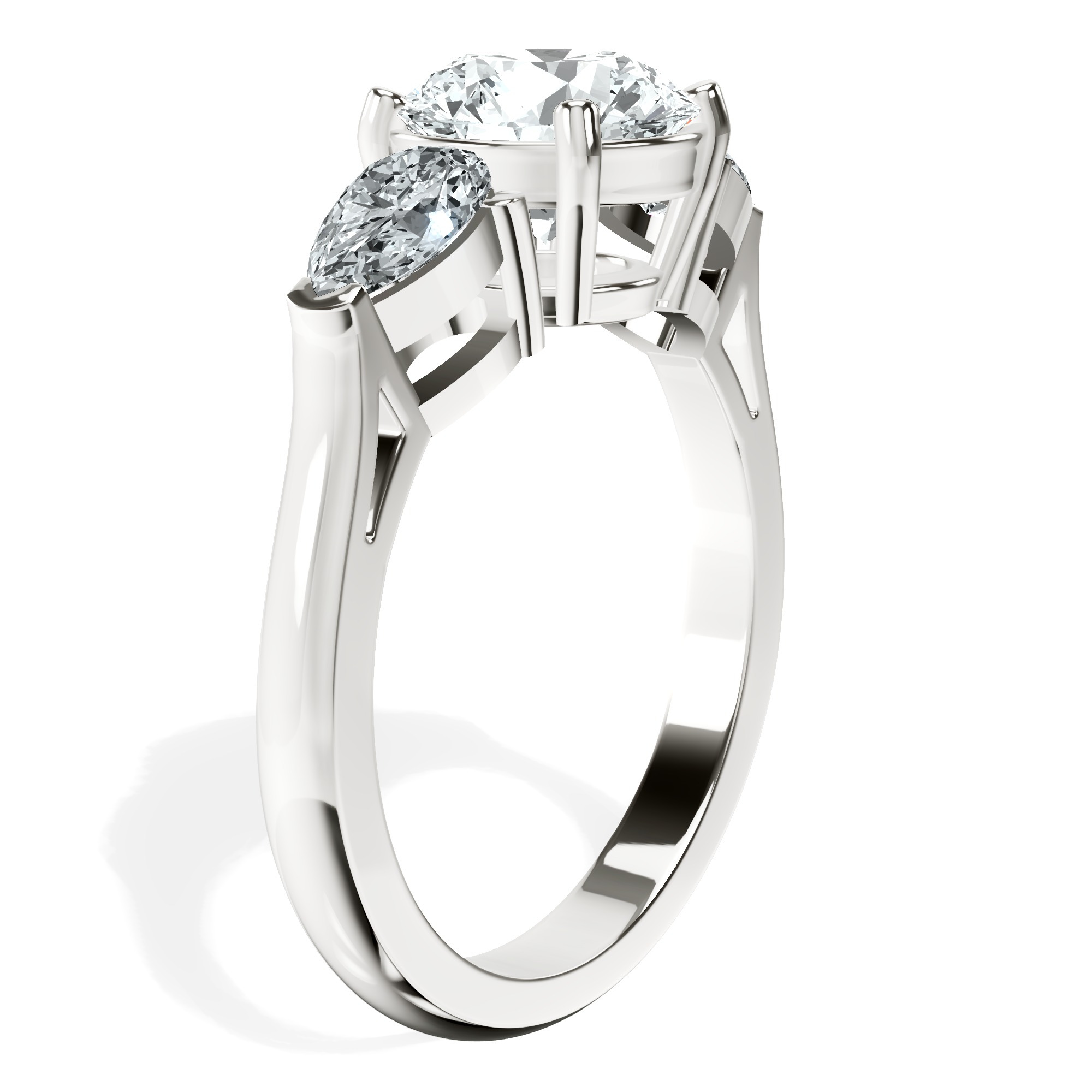 Della Three stone Side Pear Lab Diamond Ring top view