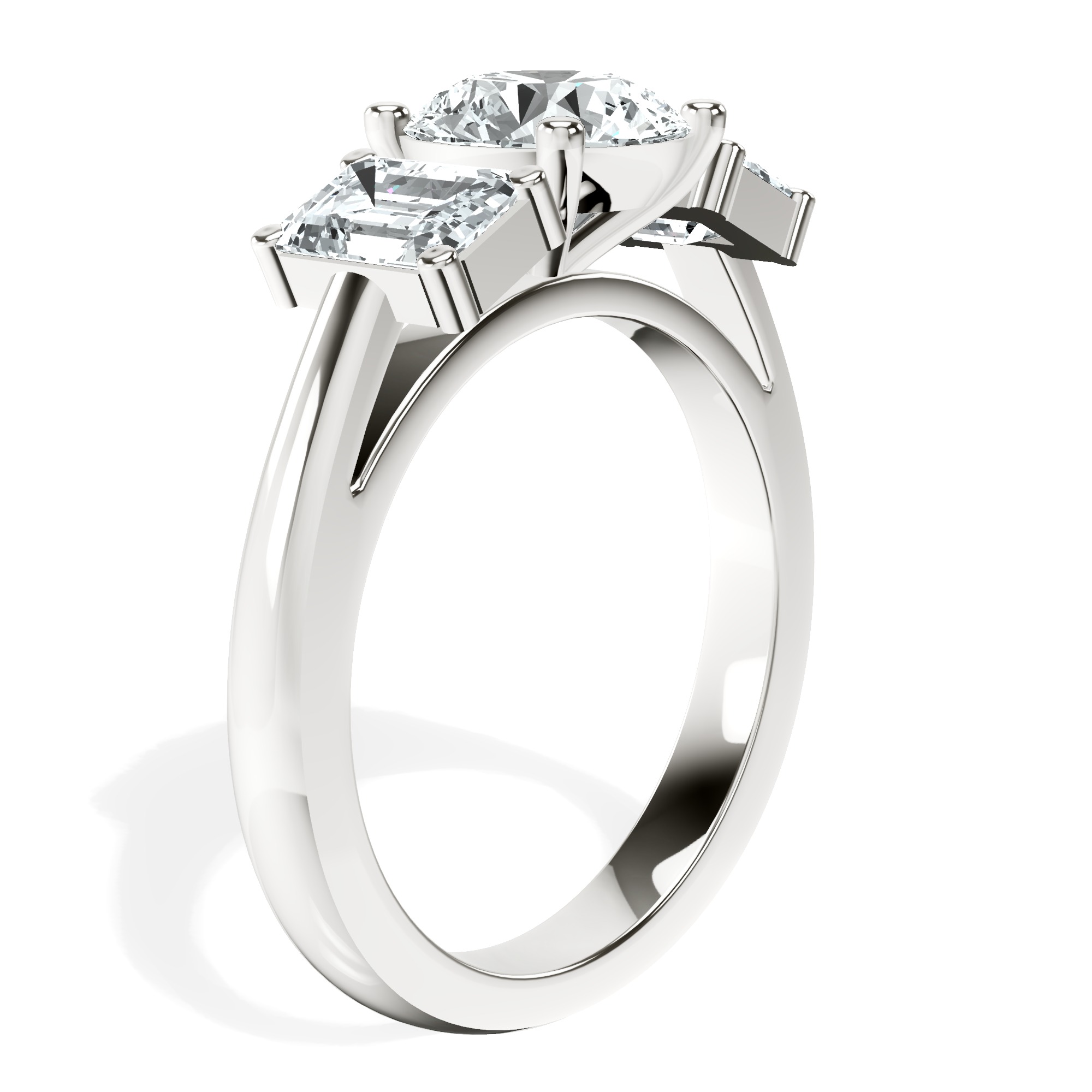 Lauren Three stone Side Emerald Lab Diamond Ring top view