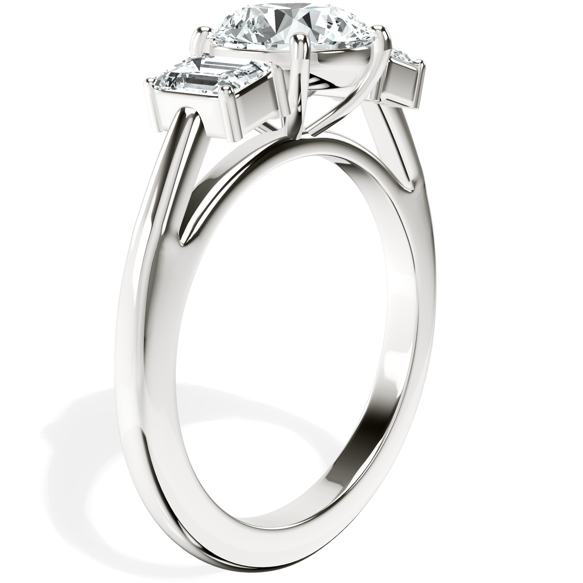 Denise Three stone Side Emerald Lab Diamond Ring top view