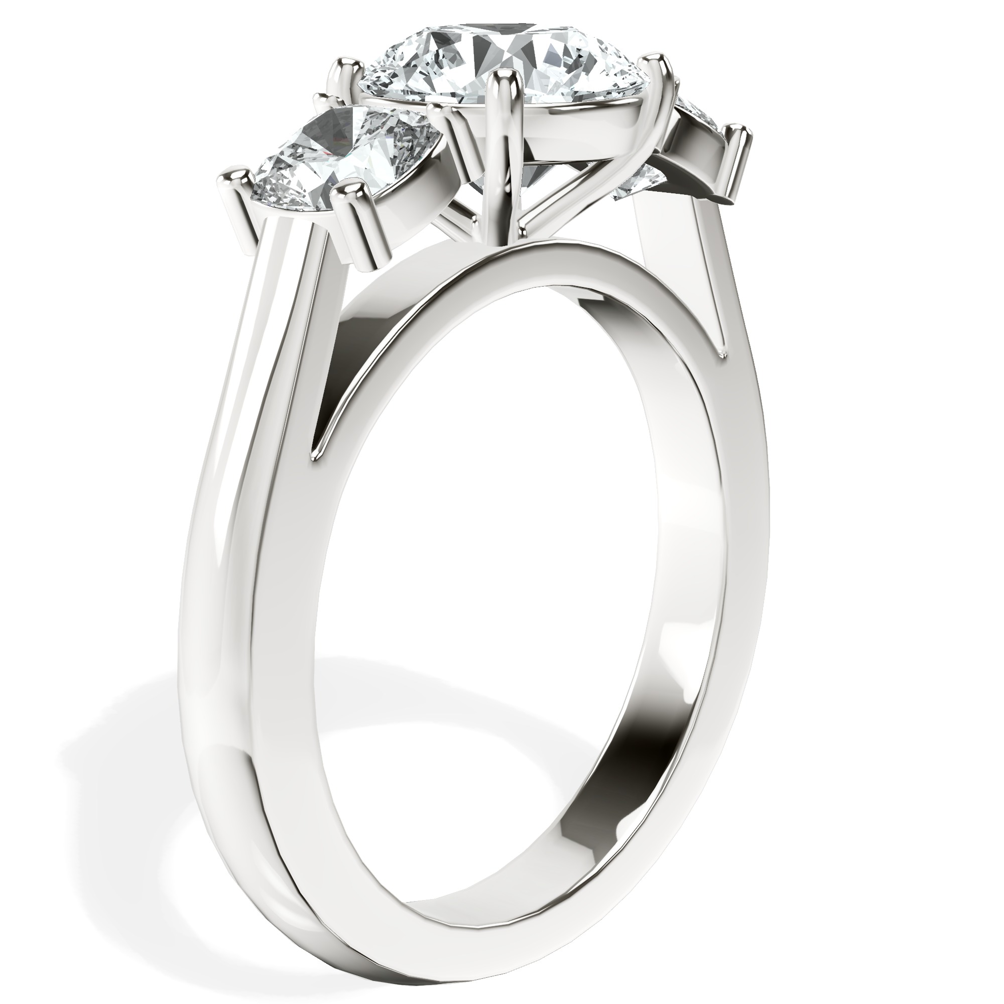Kinsley Three Stone Side Cushion Lab Diamond Ring top view