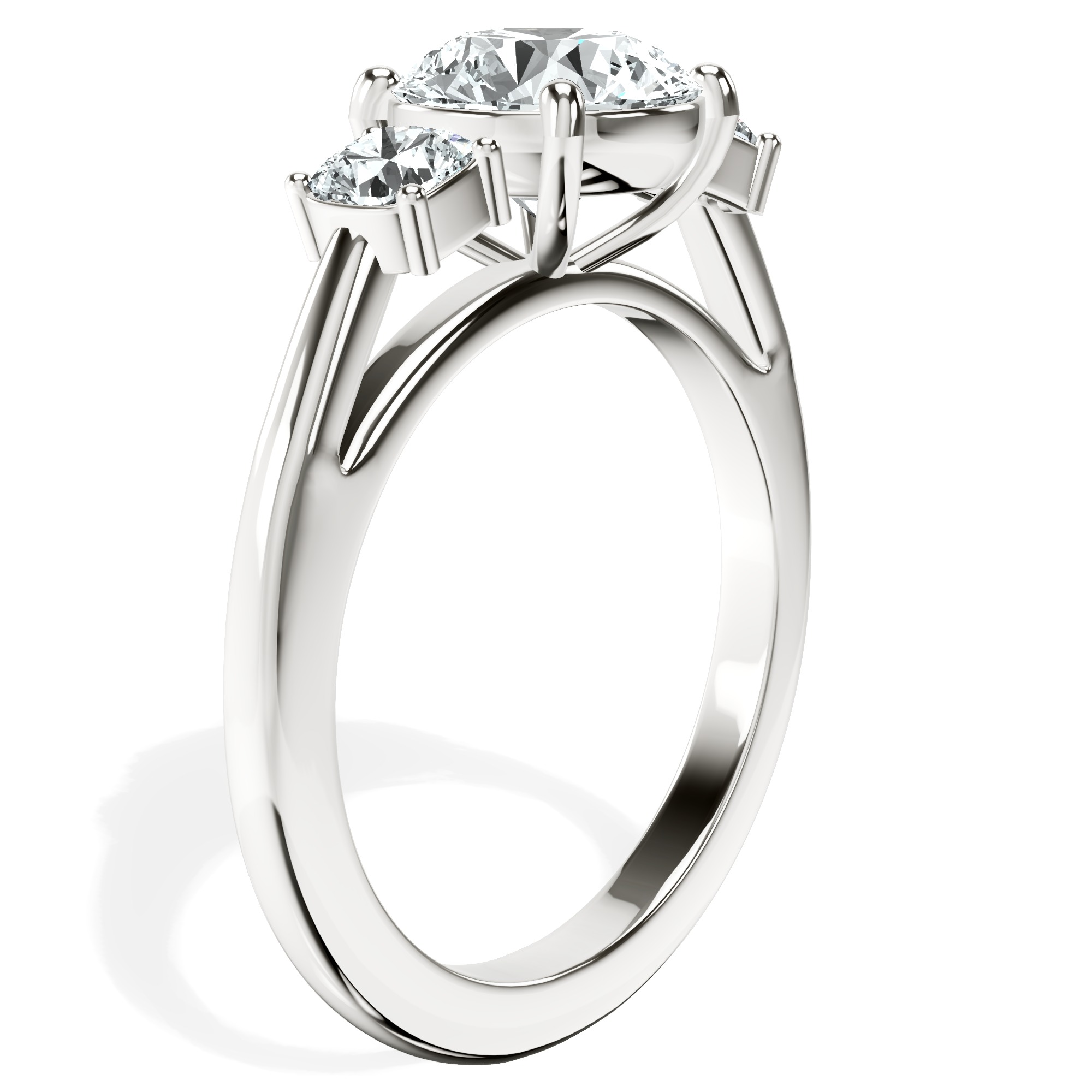 Emery Three Stone Side Cushion Lab Diamond Ring top view