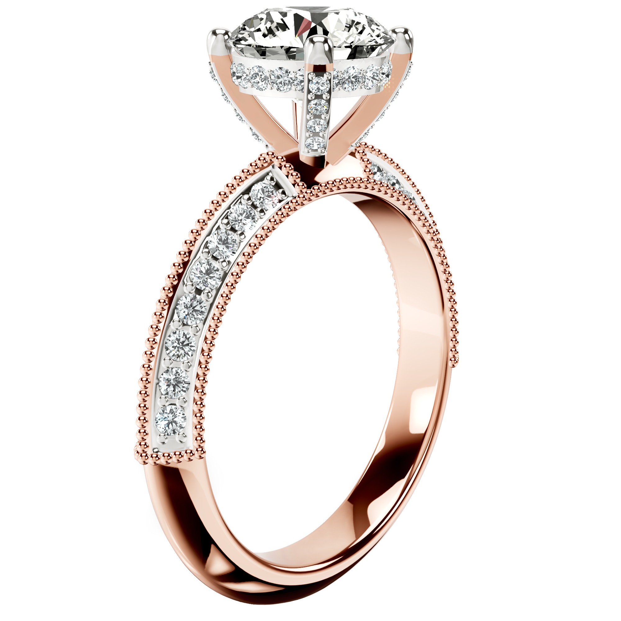Dua Side Stone Knife Edge Lab Diamond Ring top view