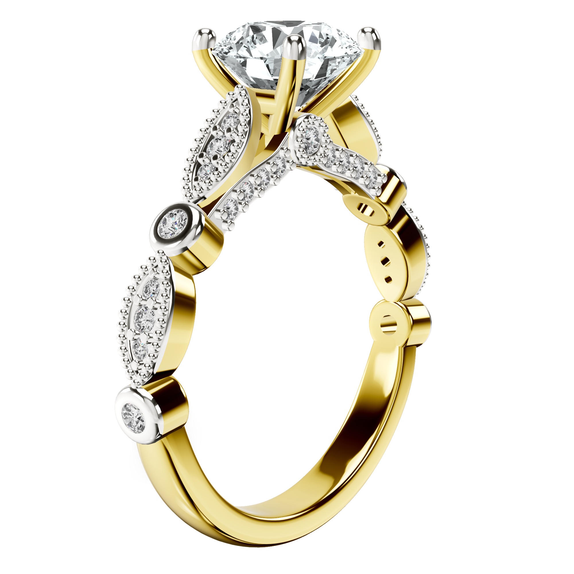 Larisa Side Stone Lab Diamond Ring top view