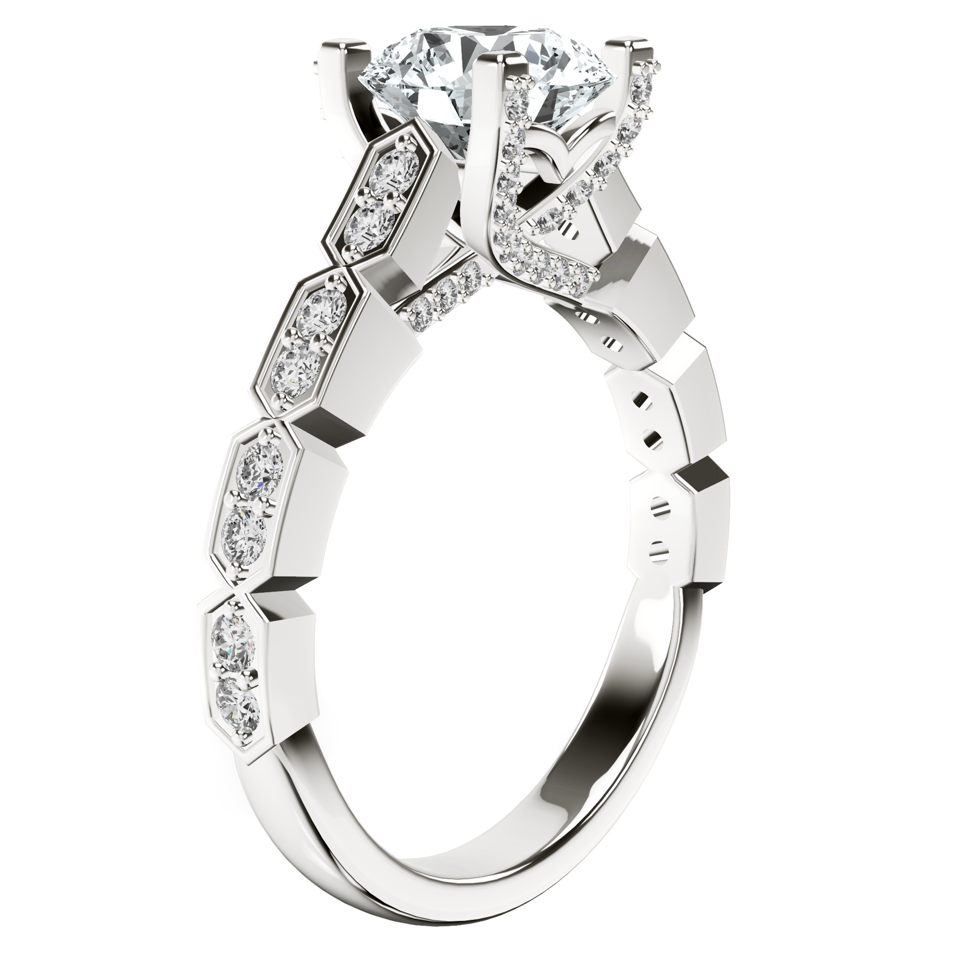 Calista Side Stone Lab Diamond Ring top view