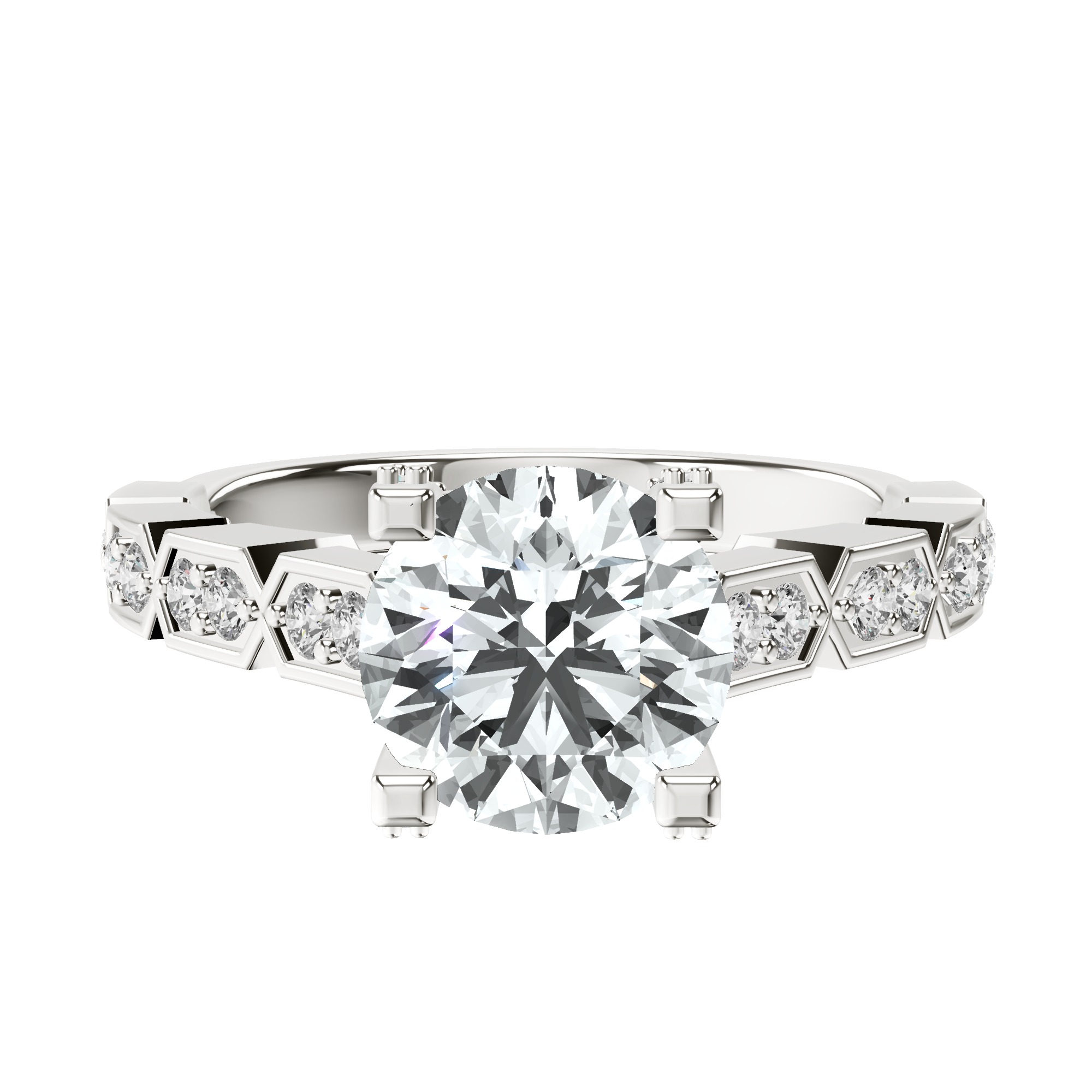 Calista Side Stone Lab Diamond Ring front view