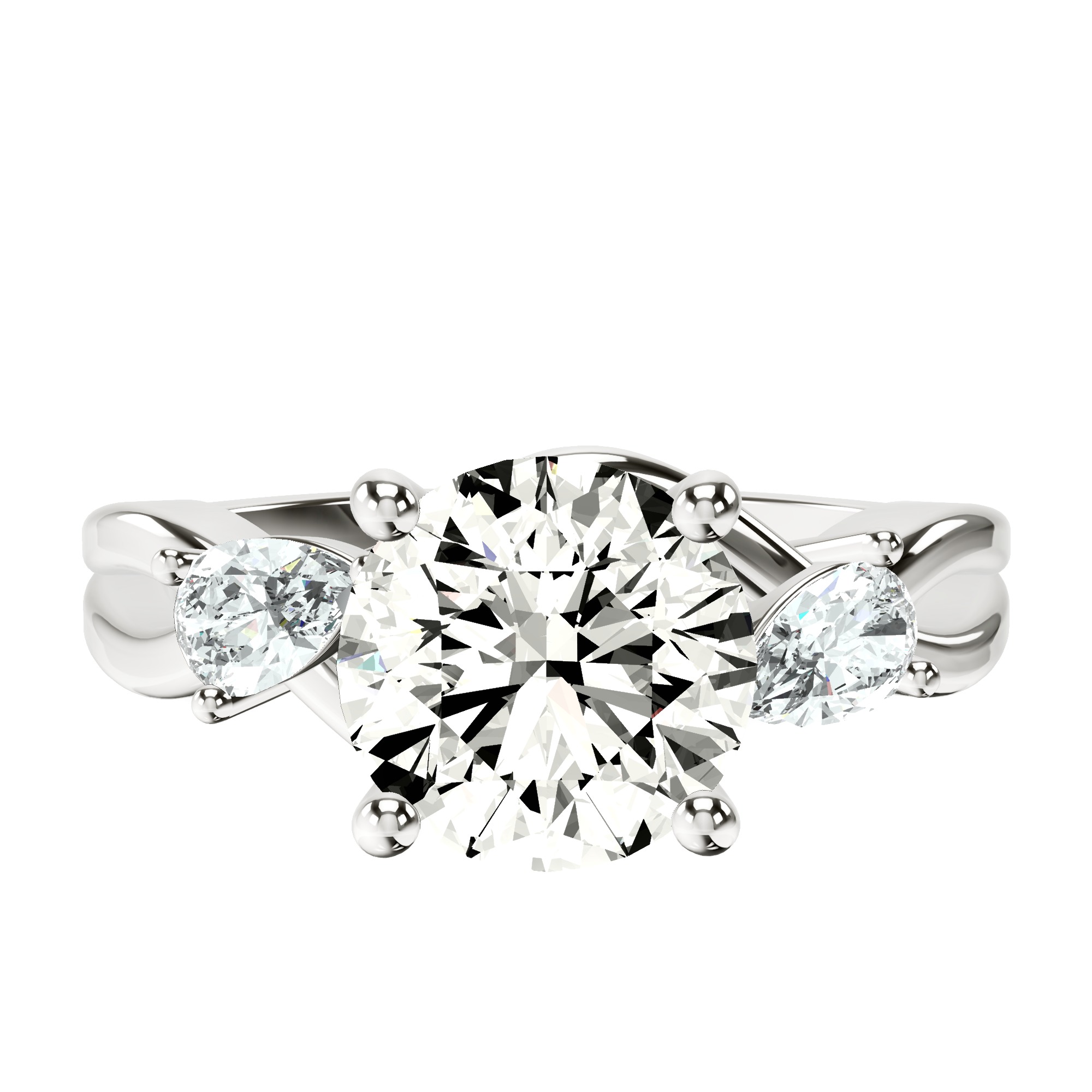 Odette Three Stone Bypass Lab Diamond Ring front view