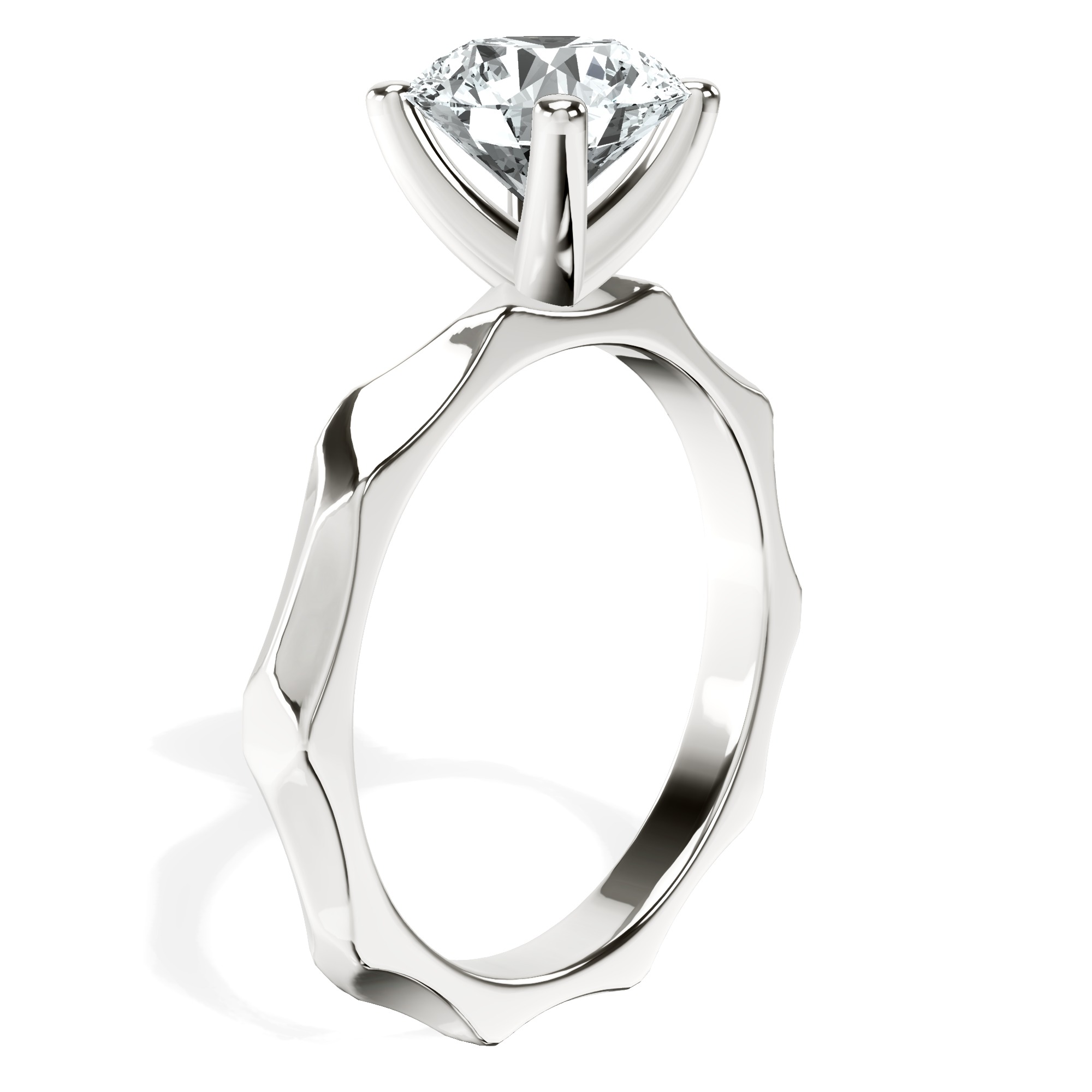 Magnolia Texture Solitaire Lab Diamond Ring top view