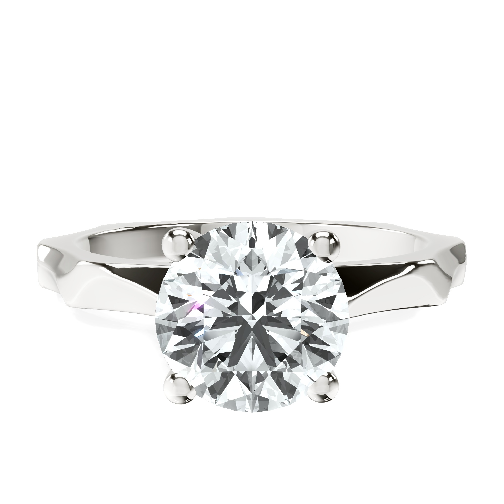 Magnolia Texture Solitaire Lab Diamond Ring front view