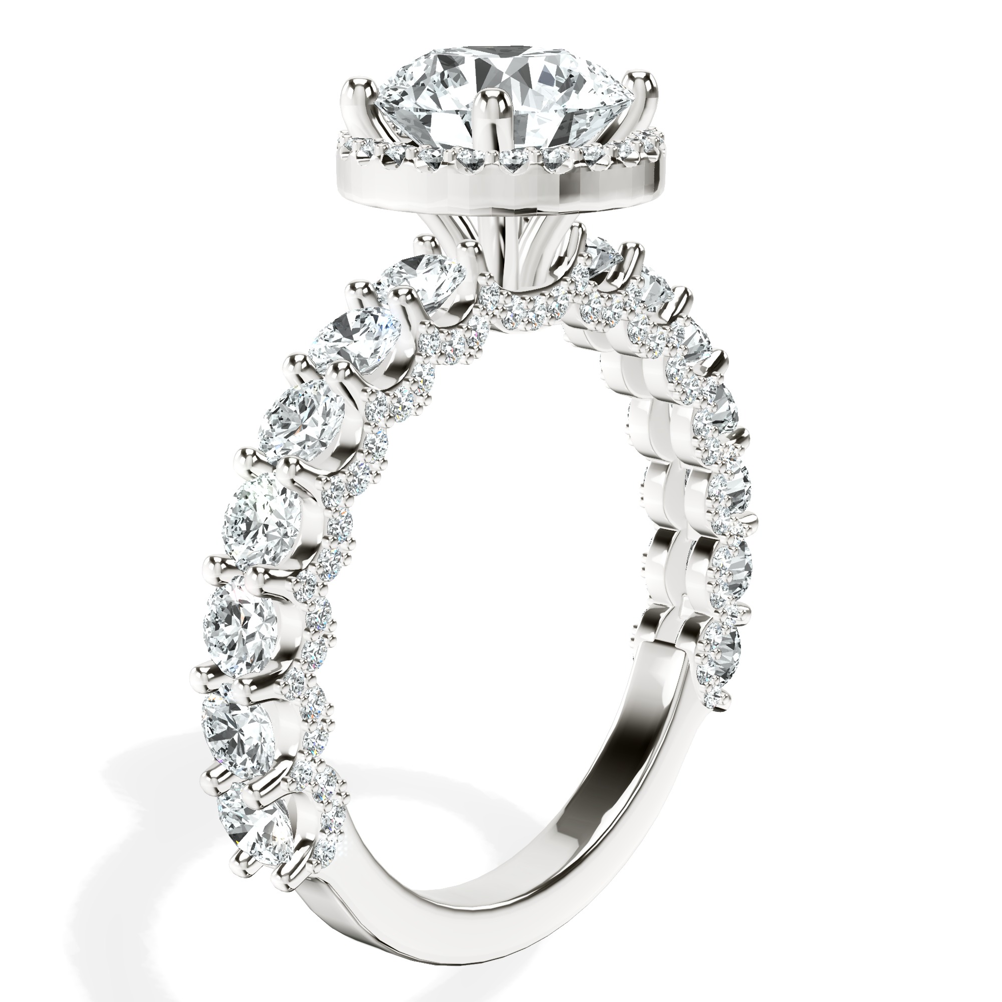 Enchanté Side Stones Halo Lab Diamond Ring top view