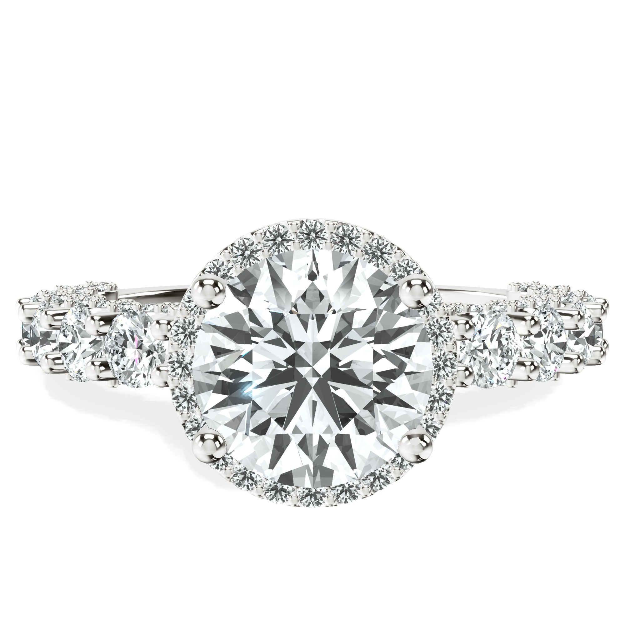 Enchanté Side Stones Halo Lab Diamond Ring front view