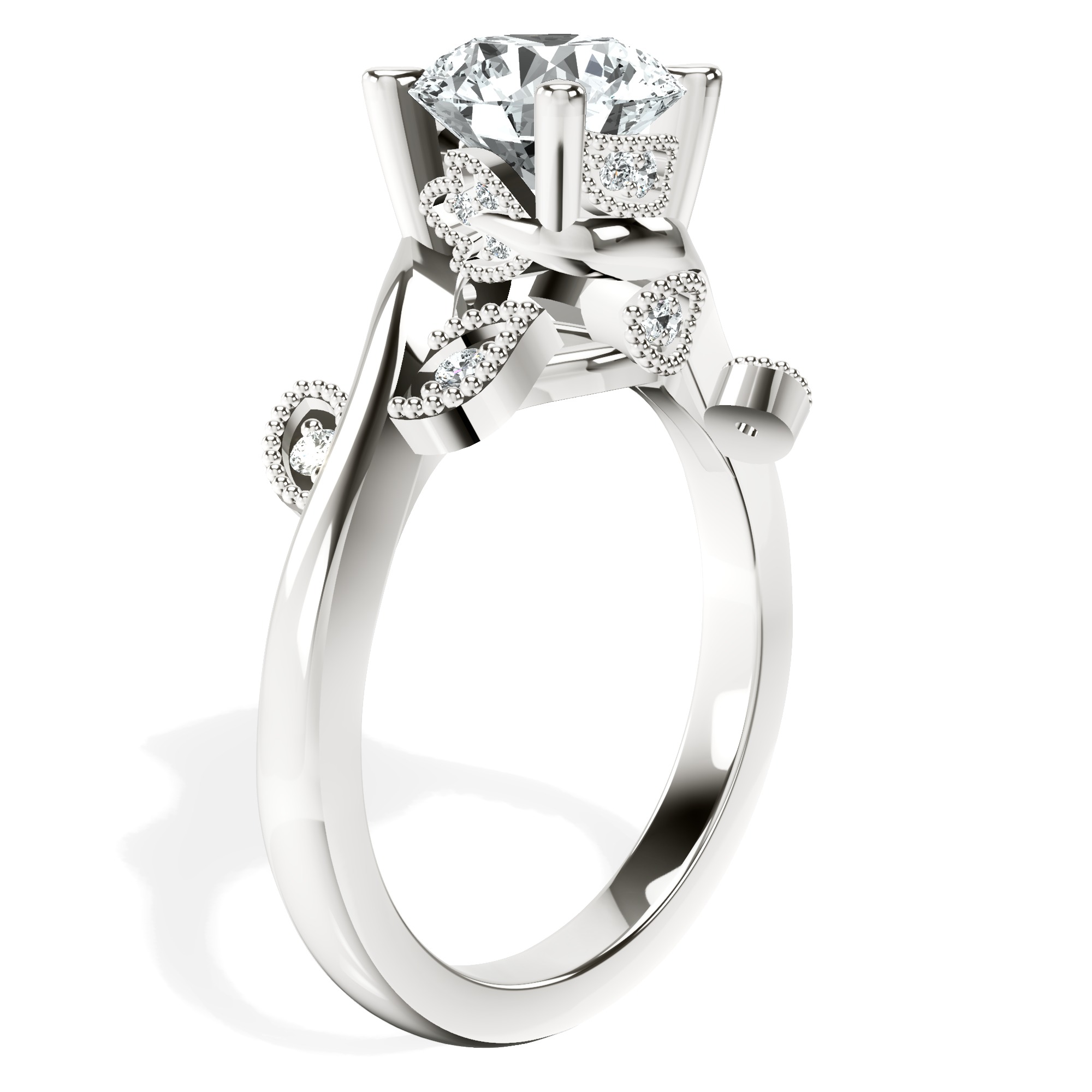 Rosé Side Stone Lab Diamond Ring top view