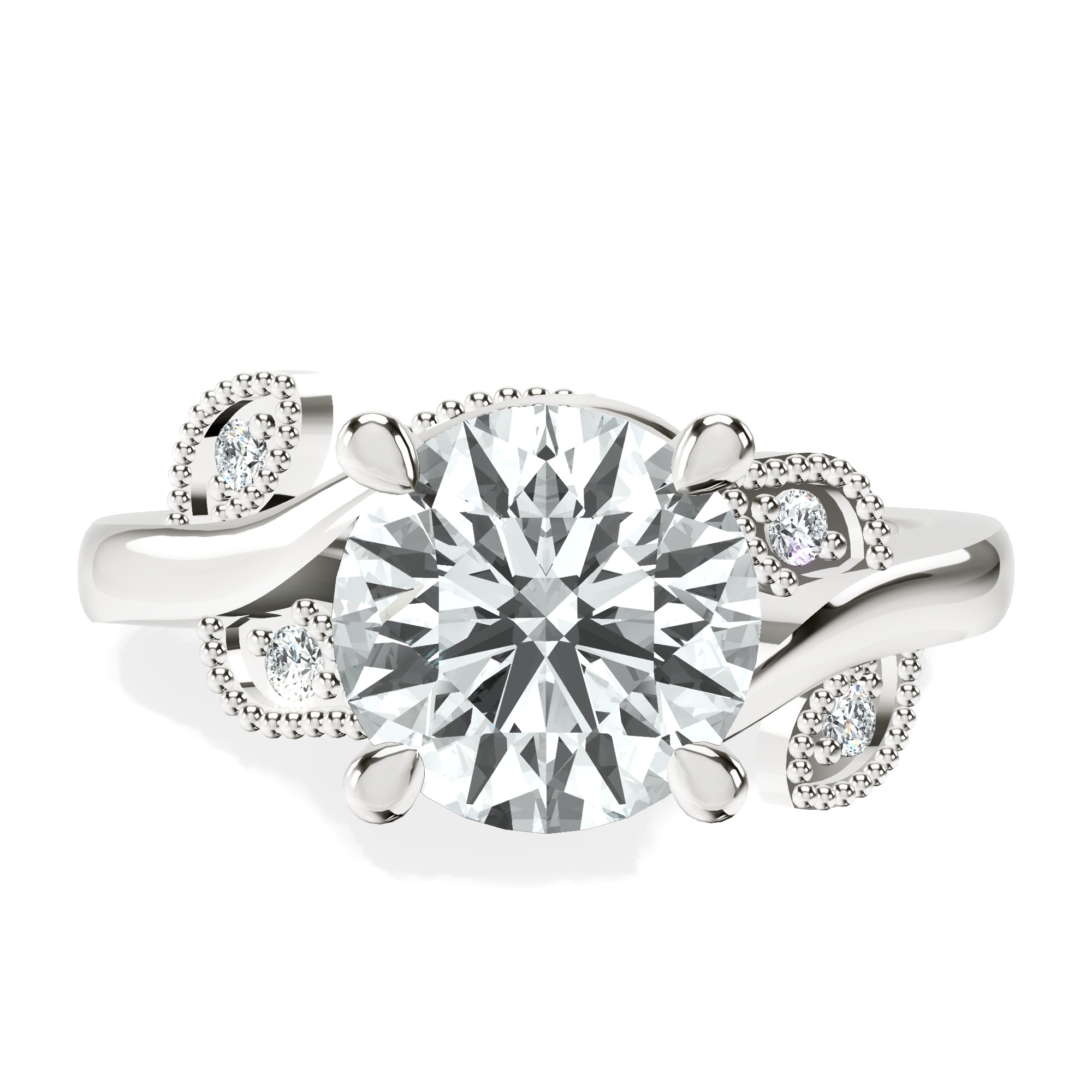 Rosé Side Stone Lab Diamond Ring front view