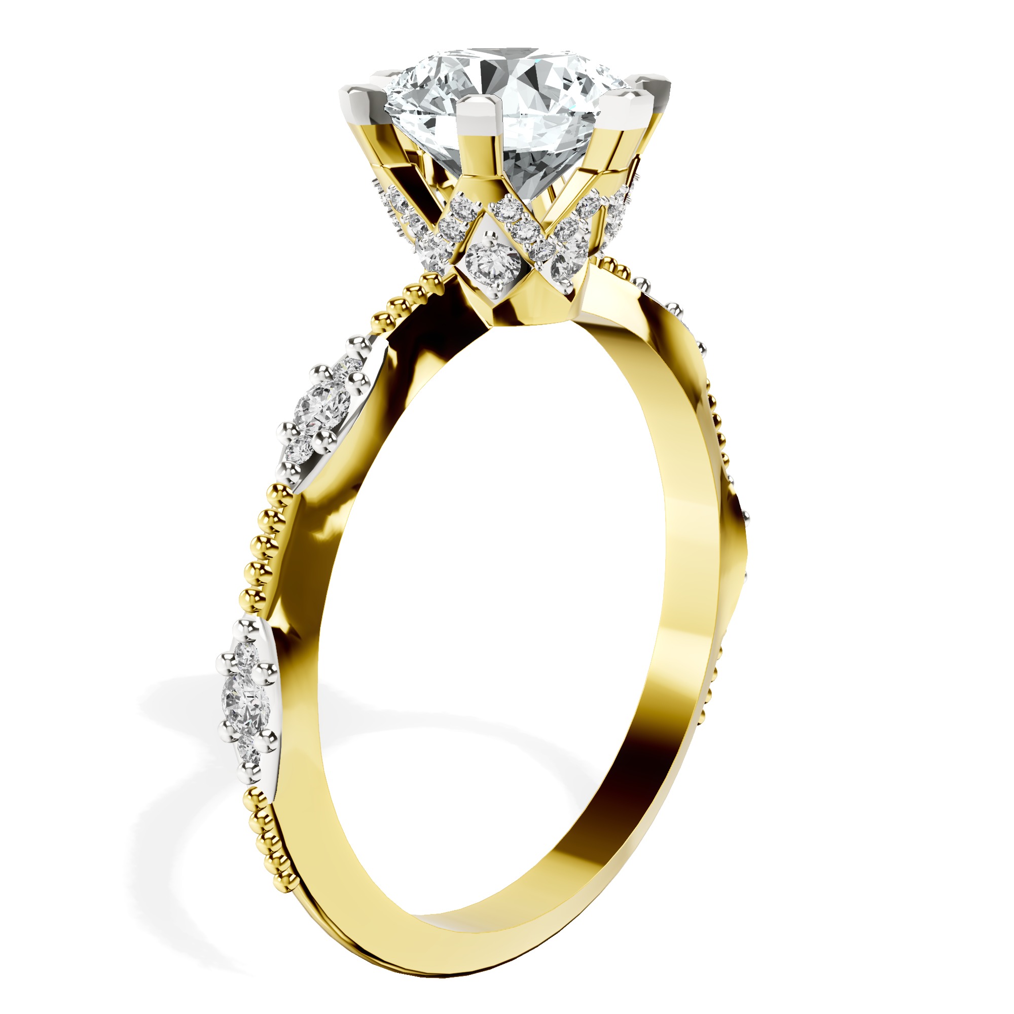 Theodora Six Prong Side Stone Lab Diamond Ring top view