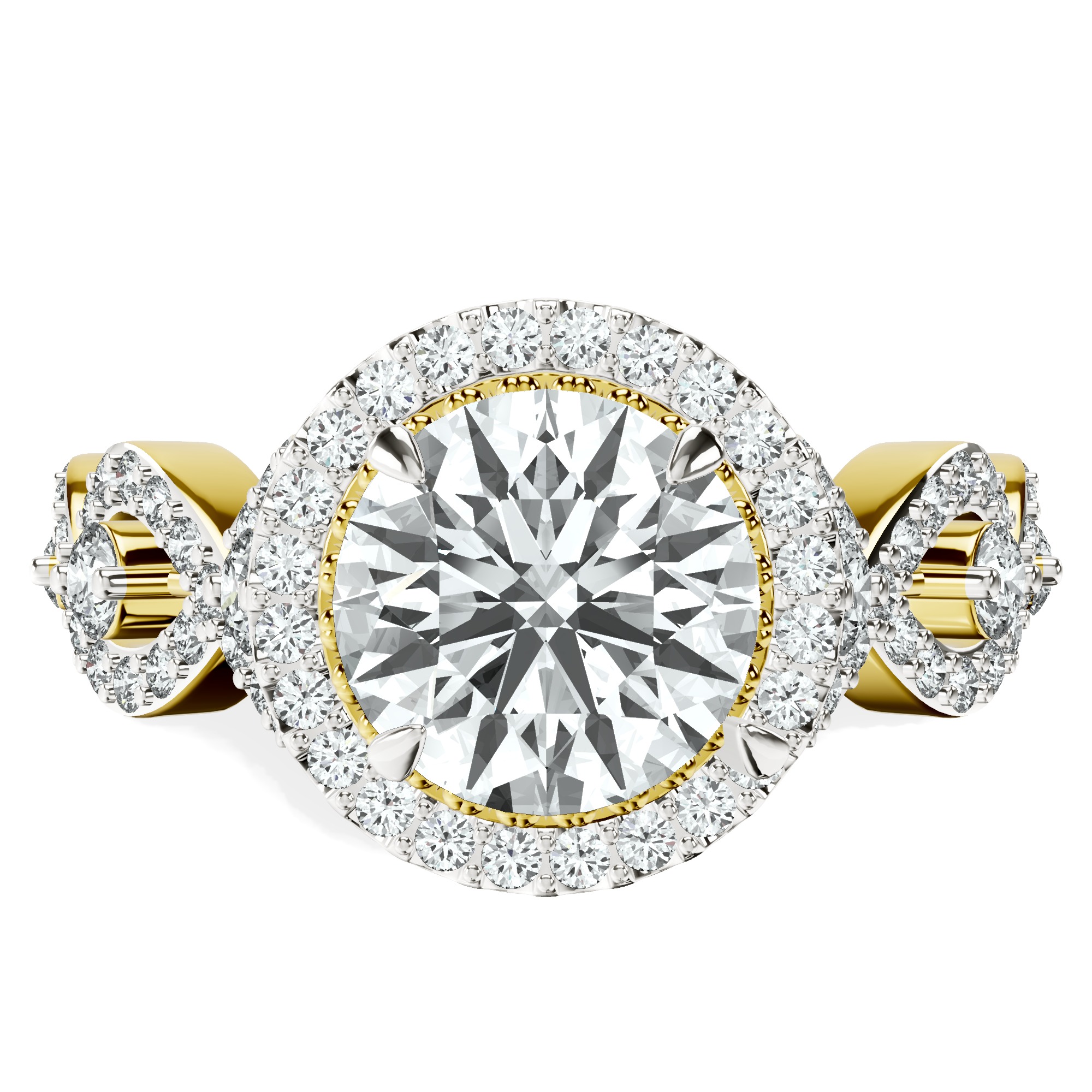 Prestigia Criss Cross Halo Lab Diamond Ring front view