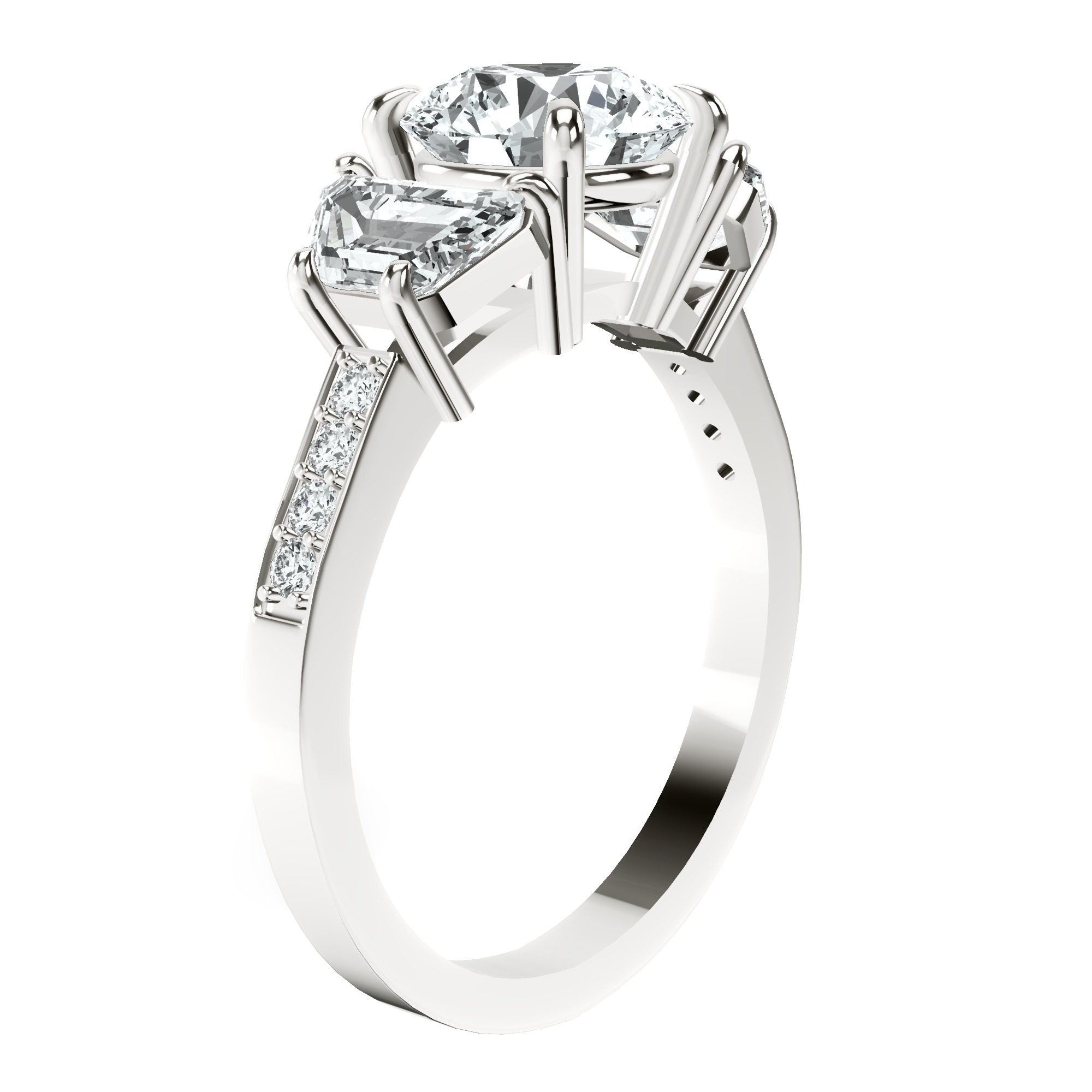 Daria Trapezoid Three Stone Lab Diamond Ring top view