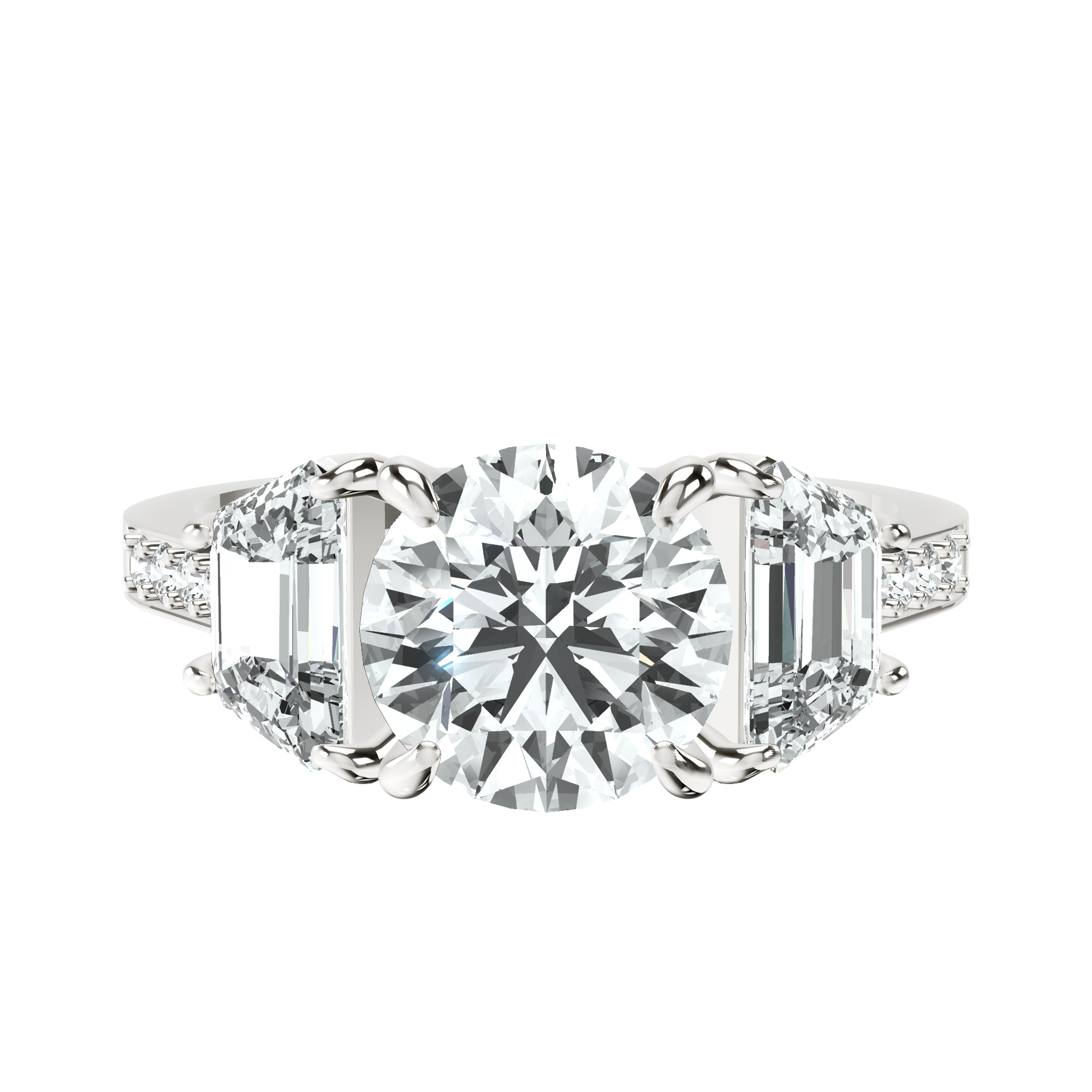 Daria Trapezoid Three Stone Lab Diamond Ring front view