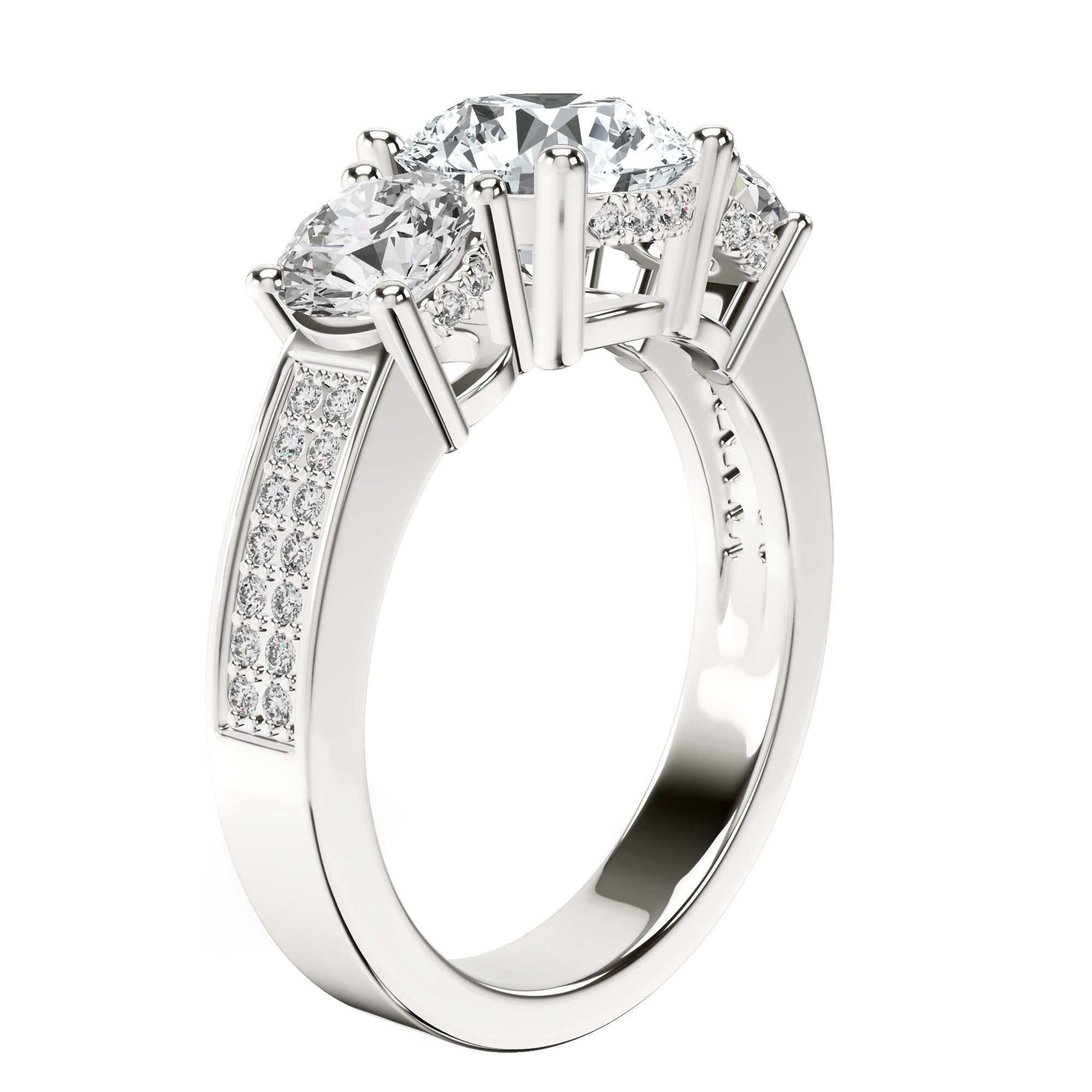 Desdemona Round Three Stone Lab Diamond Ring top view