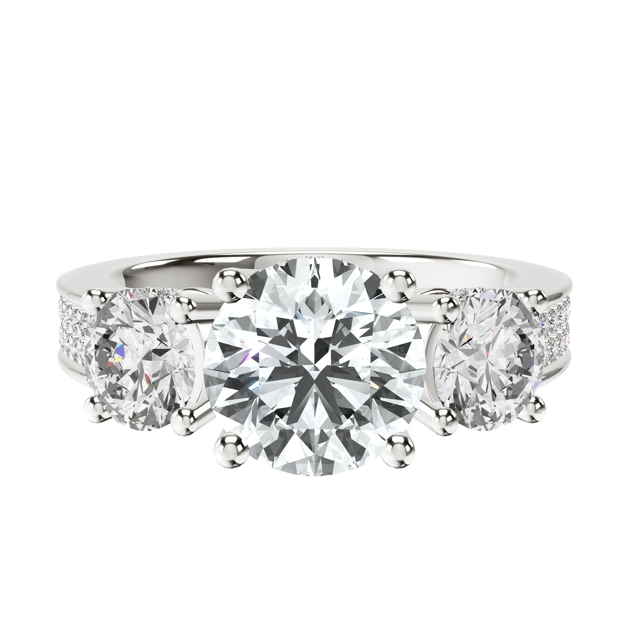 Desdemona Round Three Stone Lab Diamond Ring front view