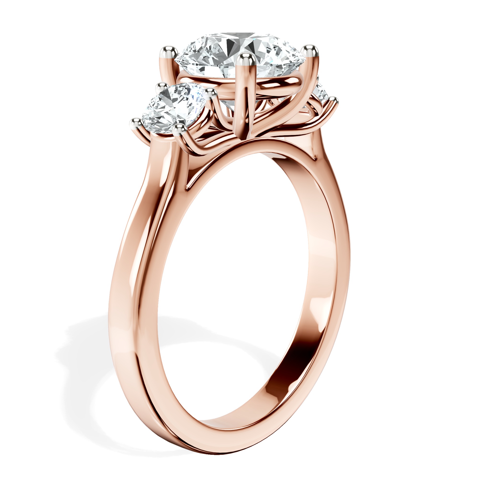 Evelina Round Three Stone Lab Diamond Ring top view