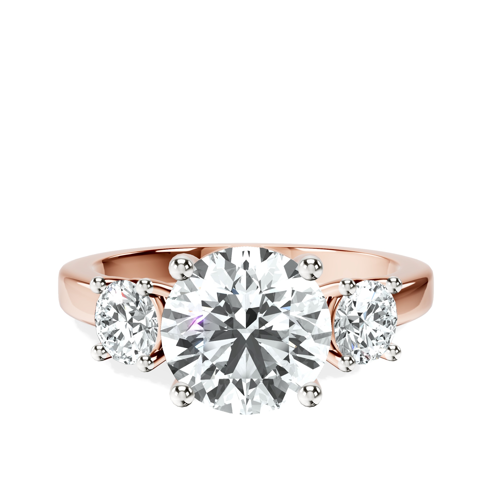 Evelina Round Three Stone Lab Diamond Ring front view