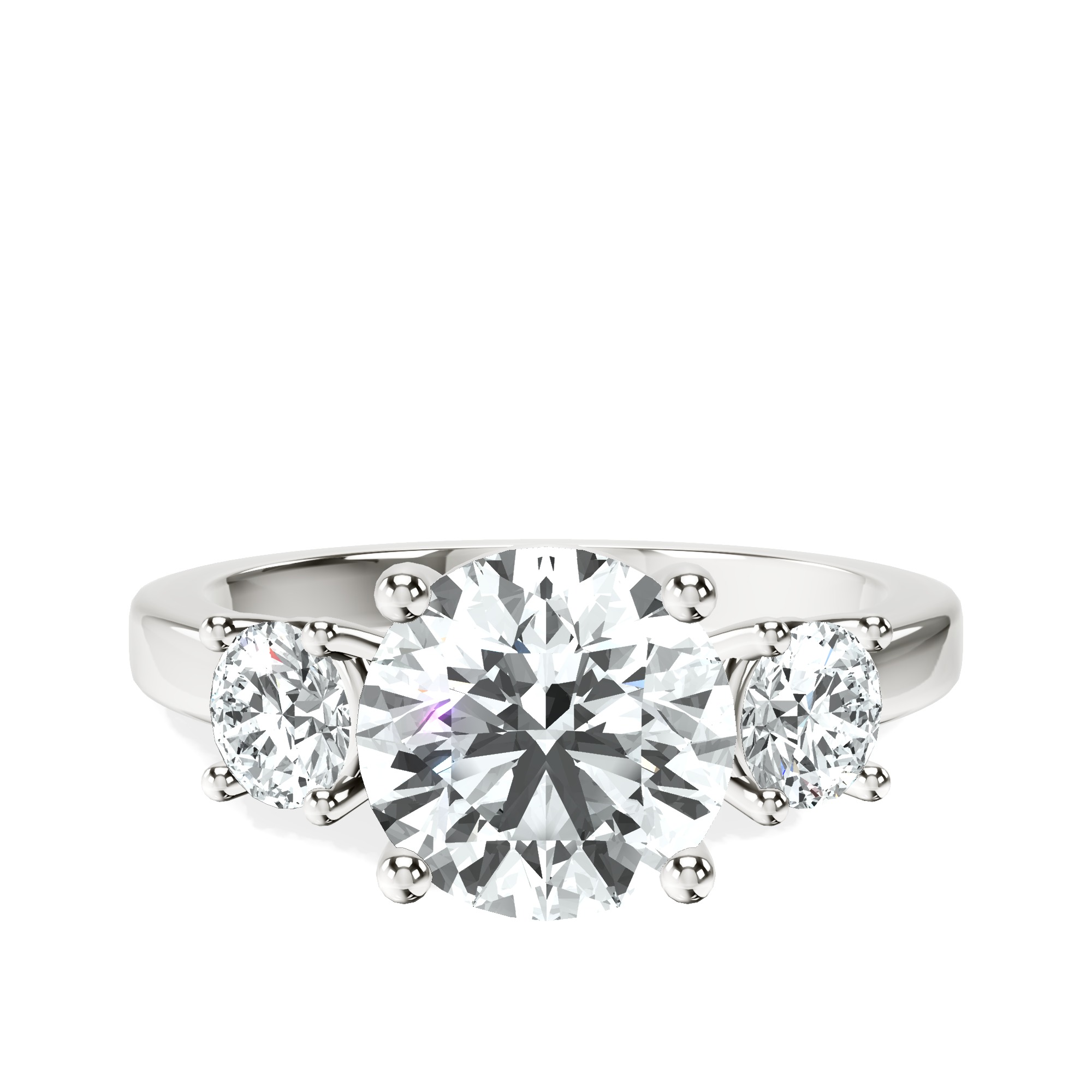 Evelina Round Three Stone Lab Diamond Ring front view