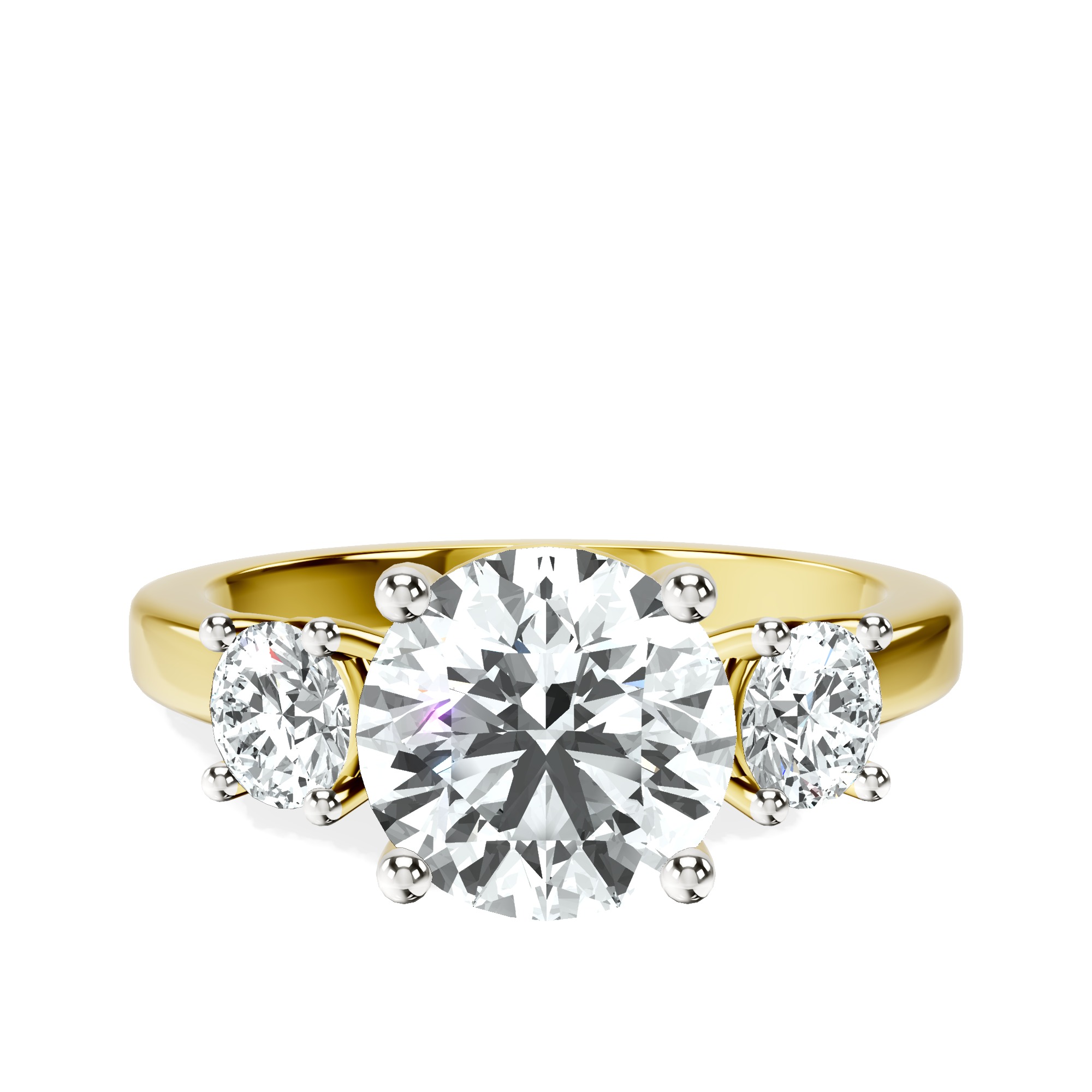 Evelina Round Three Stone Lab Diamond Ring front view