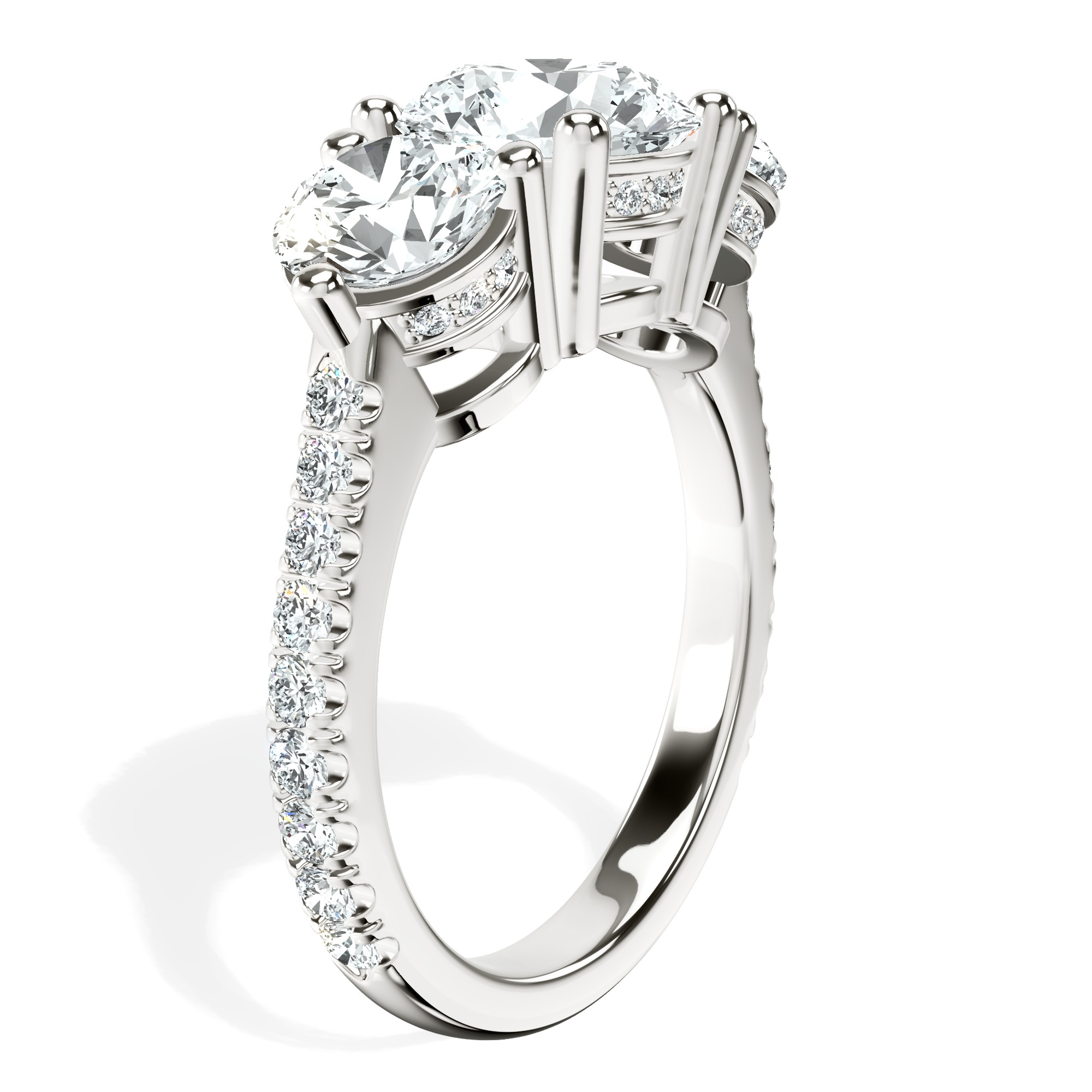 Artemis Round Three Stone Lab Diamond Ring left view